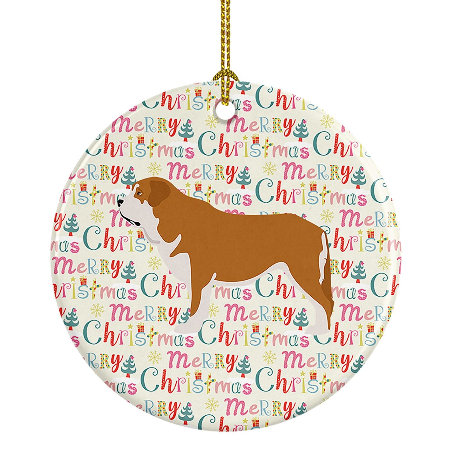 Mastin Epanol Spanish Mastiff Ceramic Ornament Christmas Tree Hanging Decorations for Home Christmas Holiday, Party, Gift, 3 in,