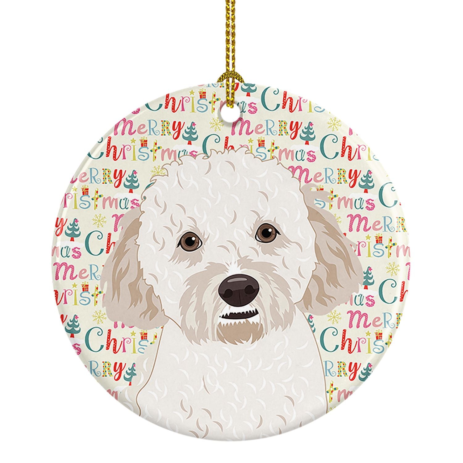 Doodle Cream #4 Christmas Ceramic Ornament Christmas Tree Hanging Decorations for Home Christmas Holiday, Party, Gift, 3 in, Mul