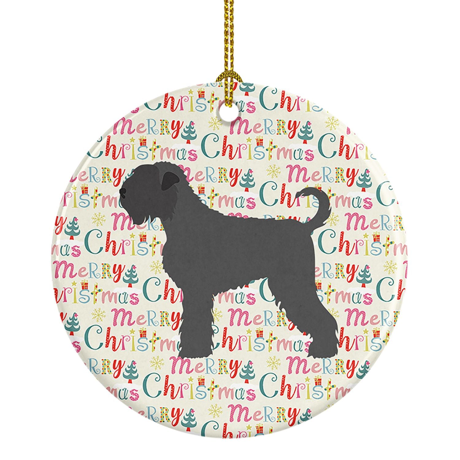 Black Russian Terrier Merry Christmas Ceramic Ornament Christmas Tree Hanging Decorations for Home Christmas Holiday, Party, Gif