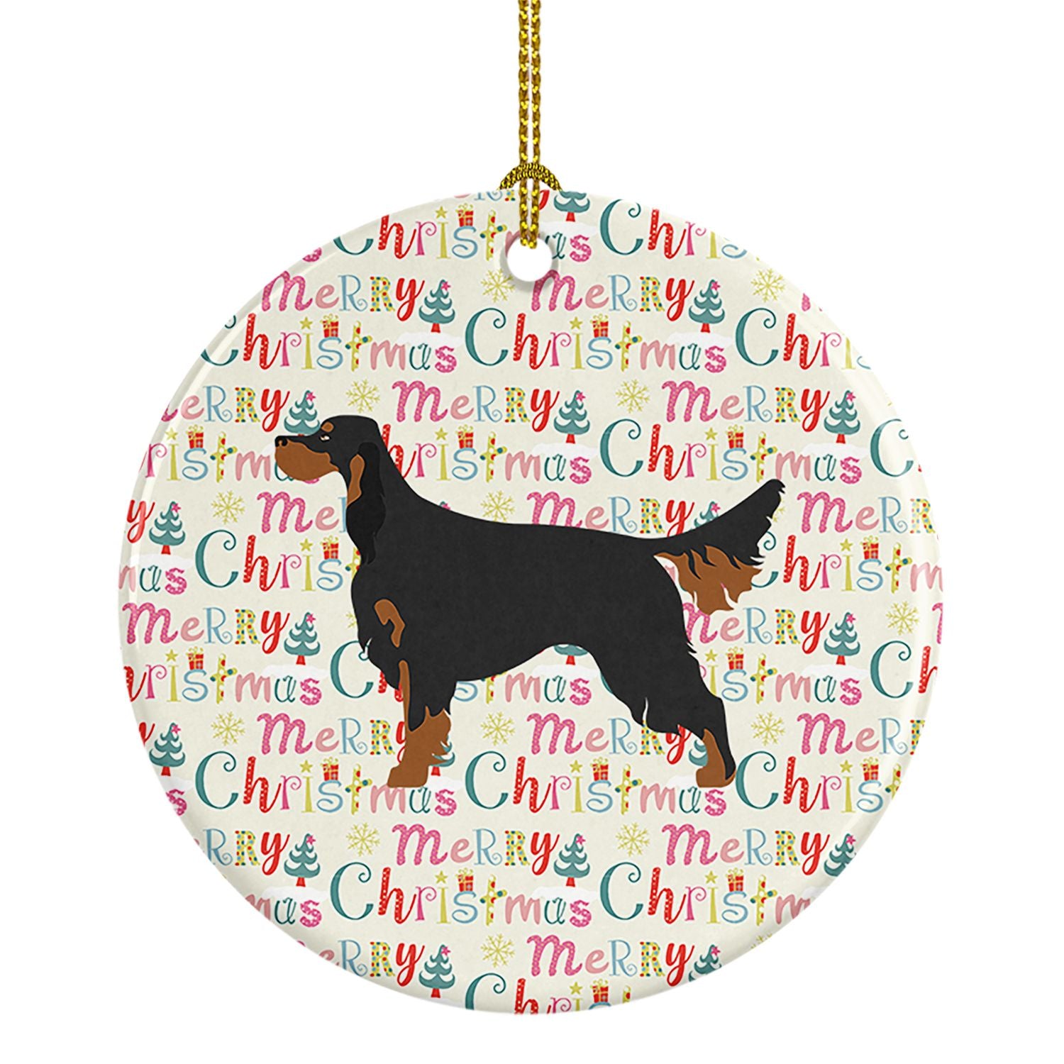 Gordon Setter Merry Christmas Ceramic Ornament Christmas Tree Hanging Decorations for Home Christmas Holiday, Party, Gift, 3 in,