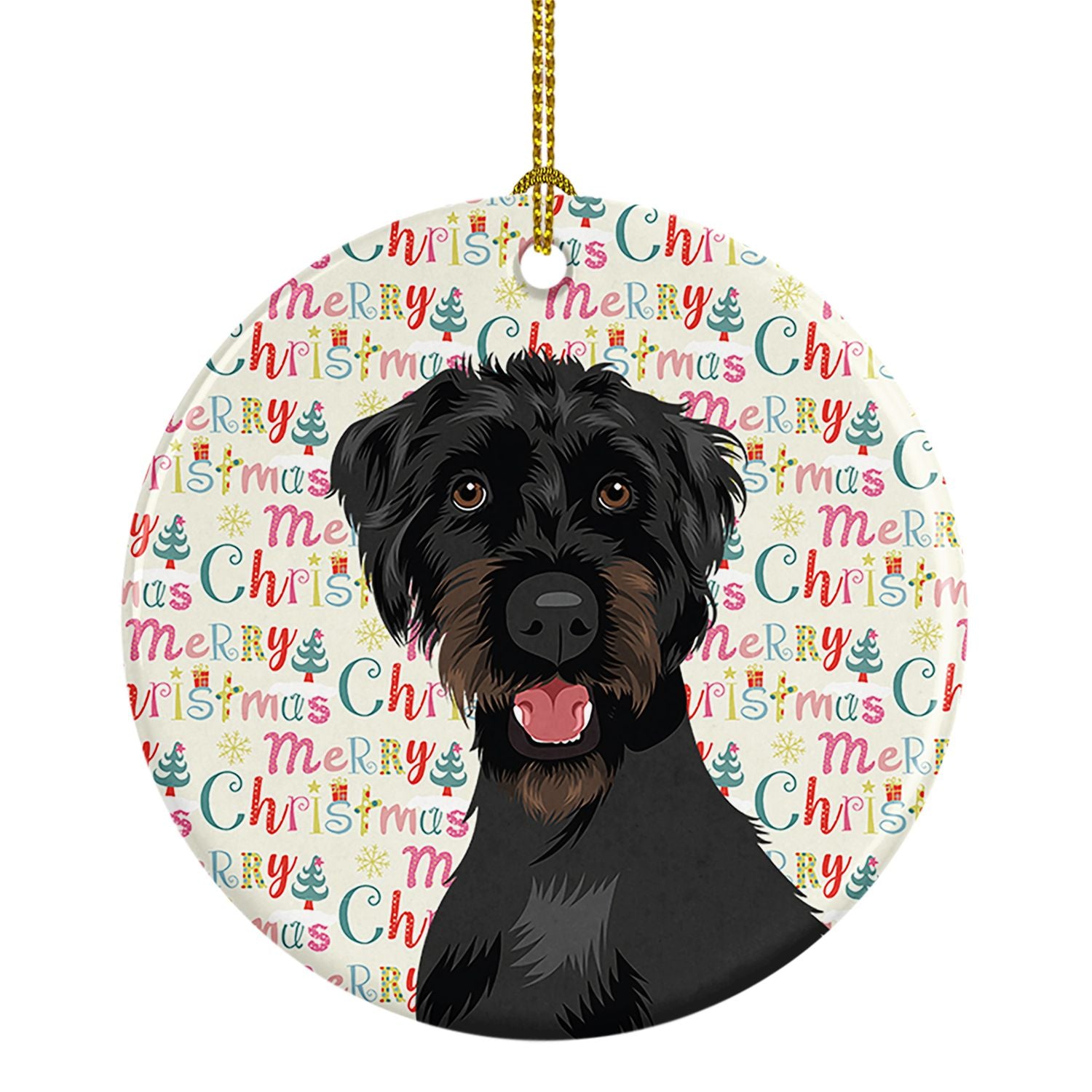 Doodle Black and Tan Christmas Ceramic Ornament Christmas Tree Hanging Decorations for Home Christmas Holiday, Party, Gift, 3 in