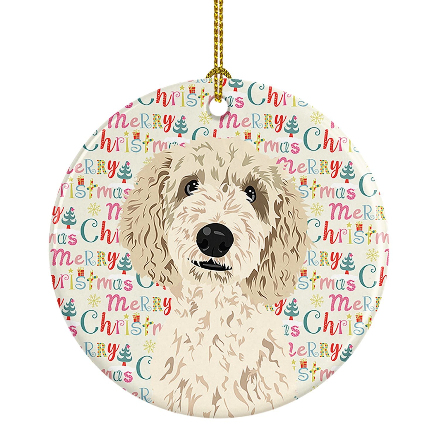 Doodle Cream #7 Christmas Ceramic Ornament Christmas Tree Hanging Decorations for Home Christmas Holiday, Party, Gift, 3 in, Mul