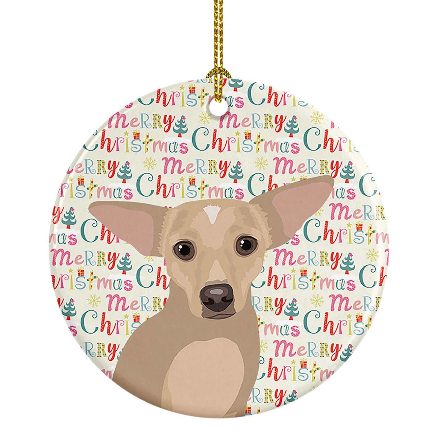 Chihuahua Silver Christmas Ceramic Ornament Christmas Tree Hanging Decorations for Home Christmas Holiday, Party, Gift, 3 in, Mu