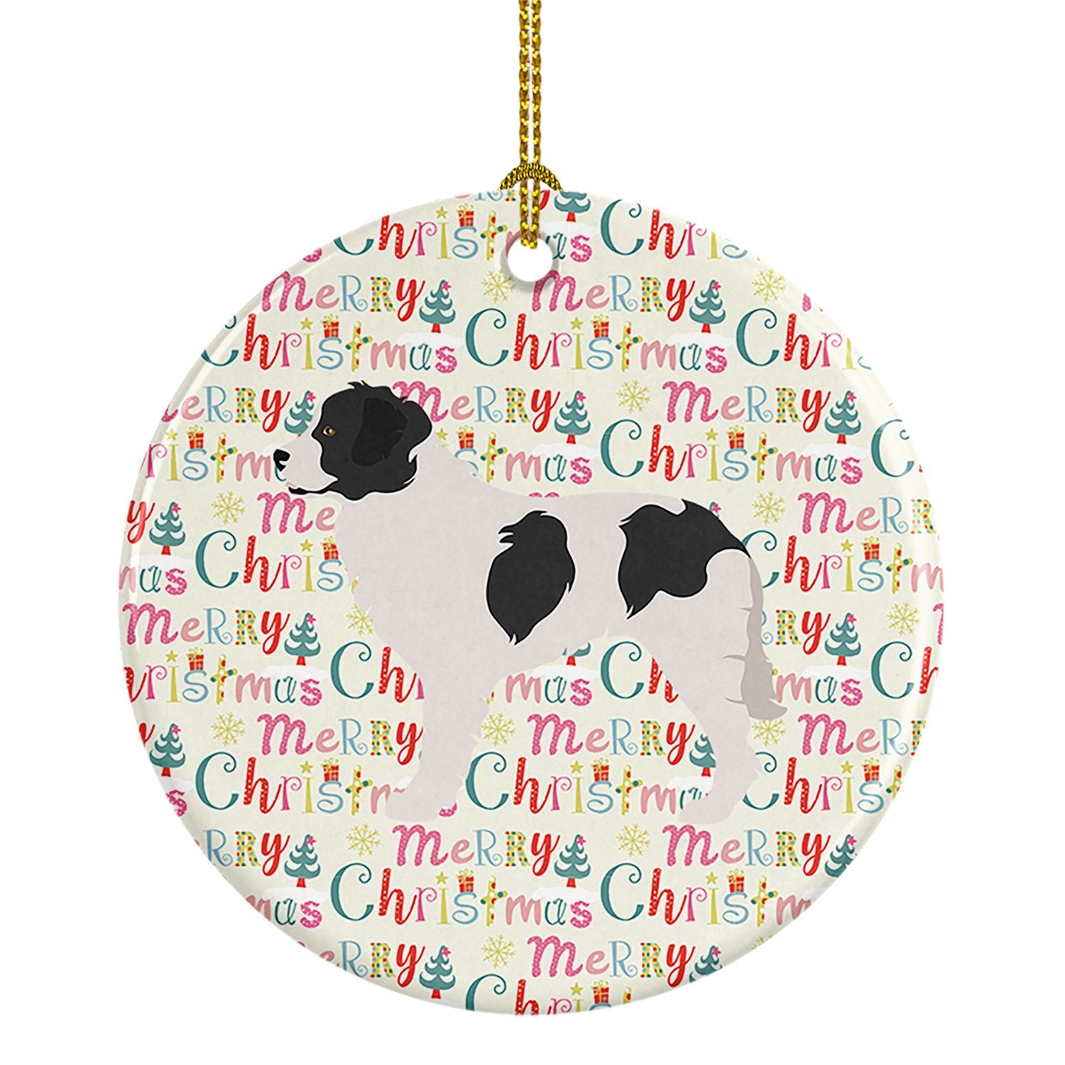 Landseer Merry Christmas Ceramic Ornament Christmas Tree Hanging Decorations for Home Christmas Holiday, Party, Gift, 3 in, Mult