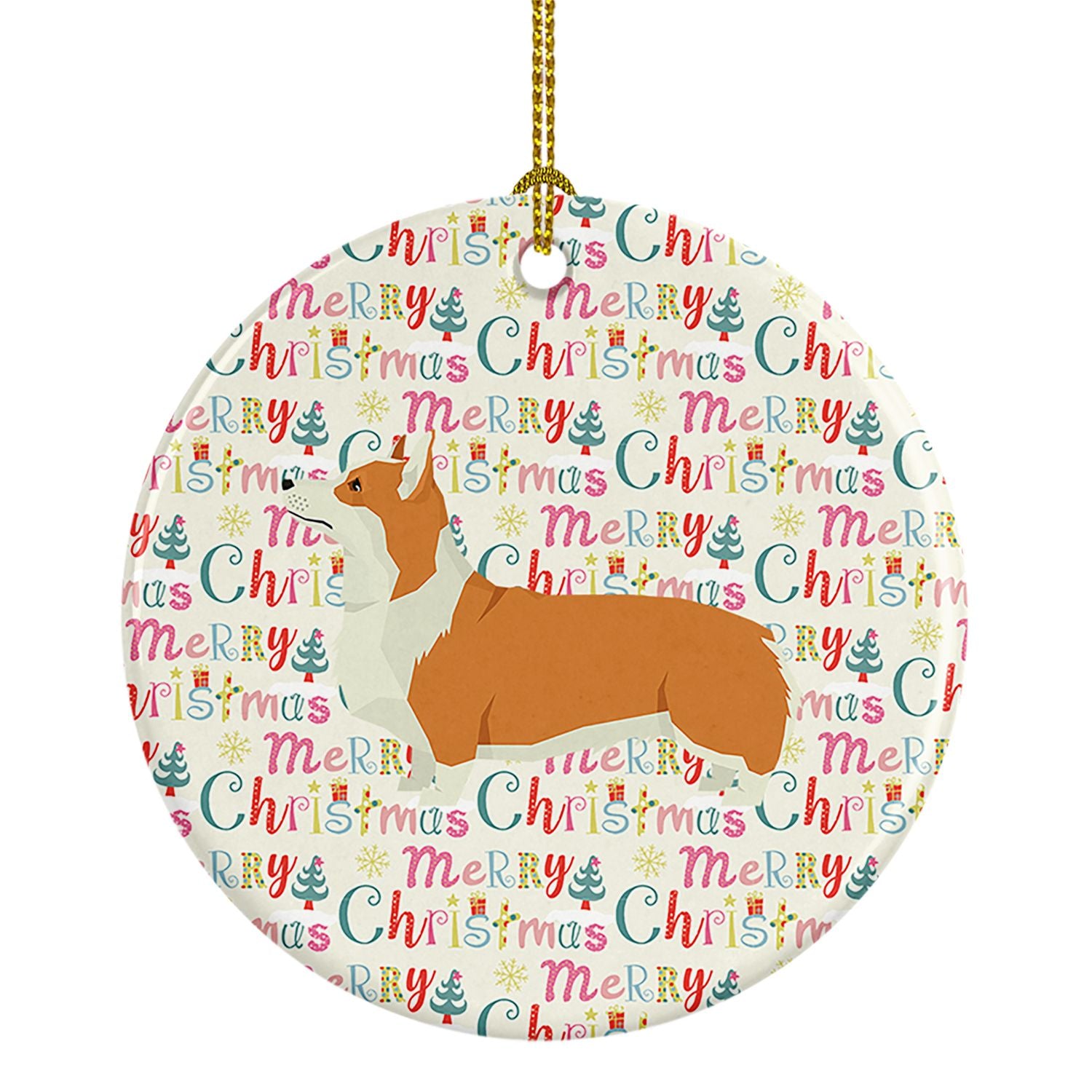 Pembroke Corgi Merry Christmas Ceramic Ornament Christmas Tree Hanging Decorations for Home Christmas Holiday, Party, Gift, 3 in