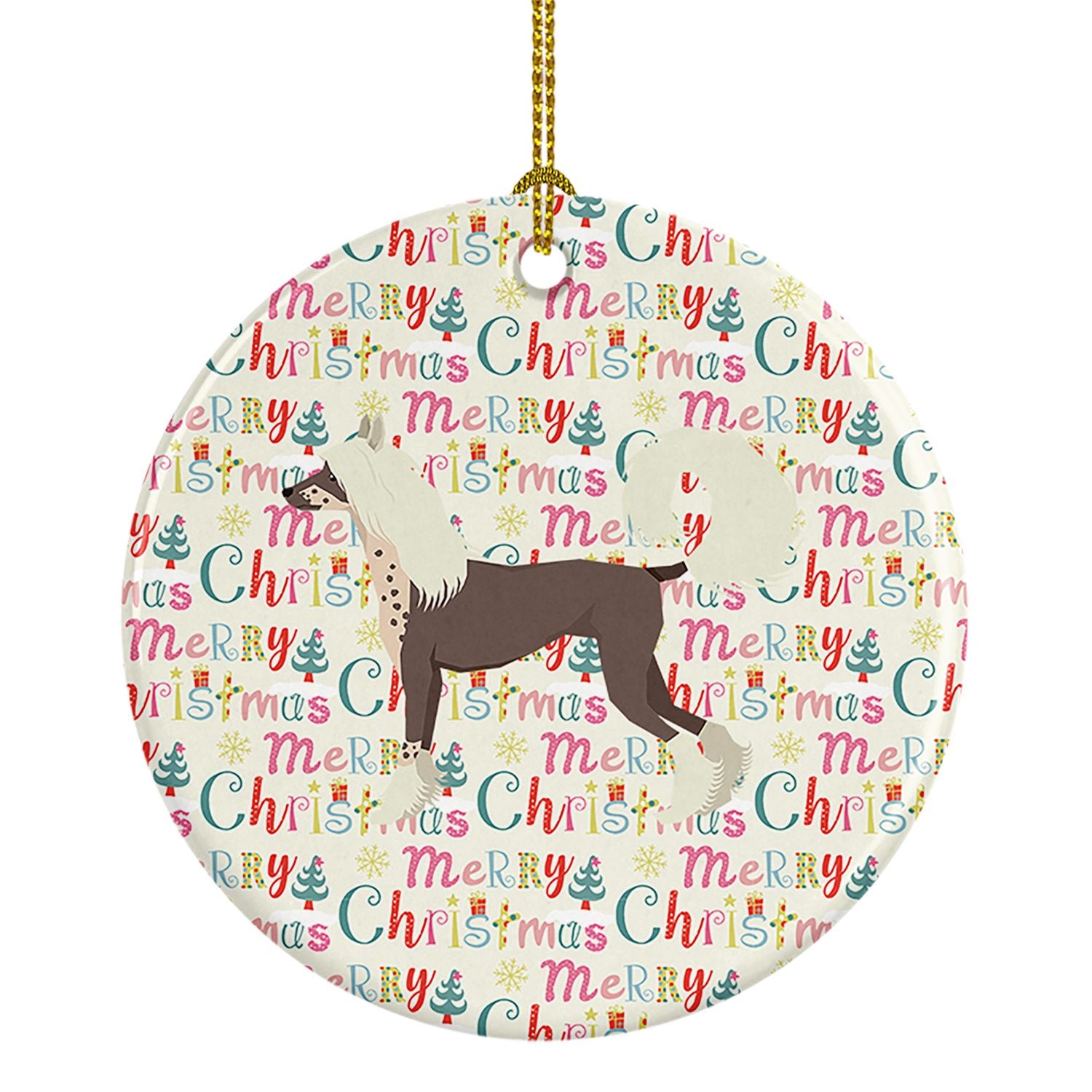 Chinese Crested Merry Christmas Ceramic Ornament Christmas Tree Hanging Decorations for Home Christmas Holiday, Party, Gift, 3 i