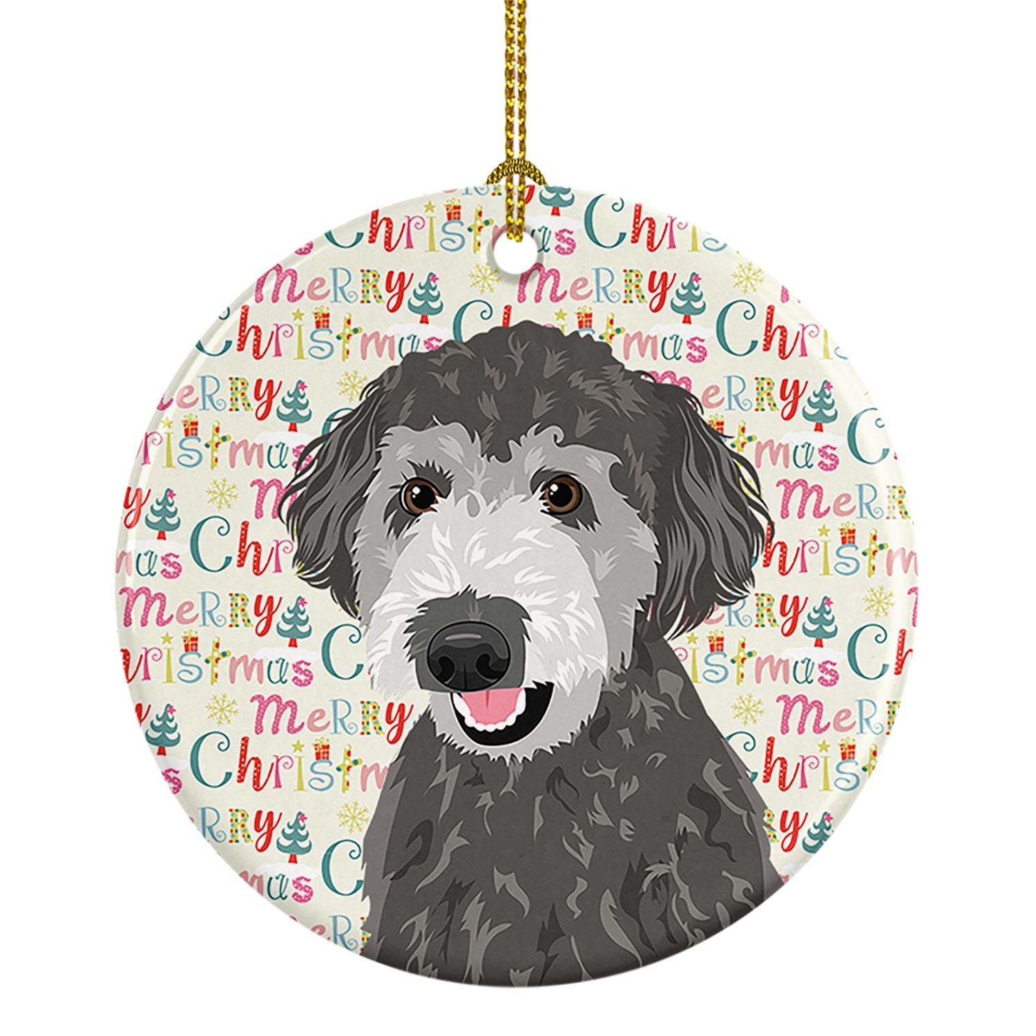 Doodle Silver #2 Christmas Ceramic Ornament Christmas Tree Hanging Decorations for Home Christmas Holiday, Party, Gift, 3 in, Mu