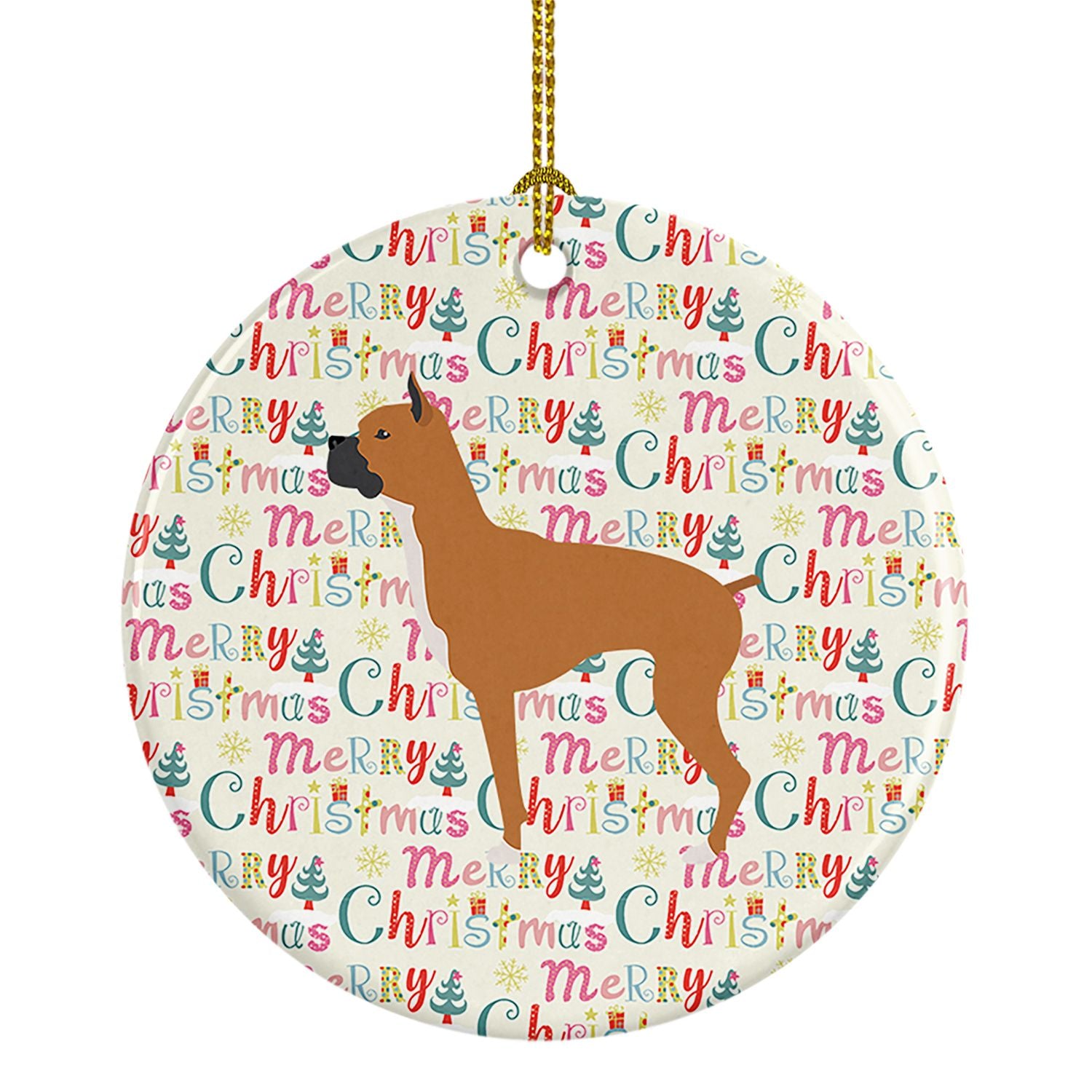 Boxer Merry Christmas Ceramic Ornament Christmas Tree Hanging Decorations for Home Christmas Holiday, Party, Gift, 3 in, Multico