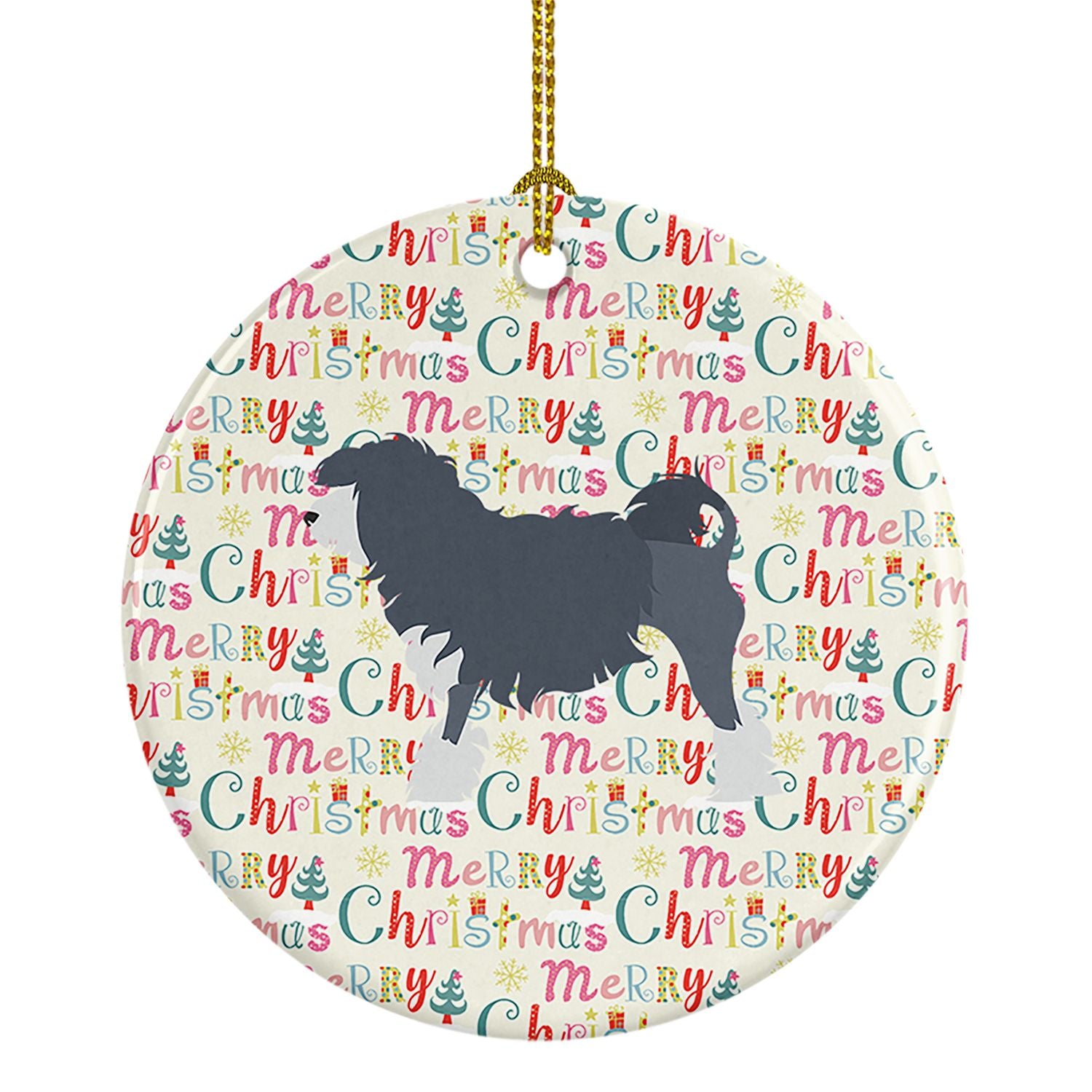 Lowchen Merry Christmas Ceramic Ornament Christmas Tree Hanging Decorations for Home Christmas Holiday, Party, Gift, 3 in, Multi