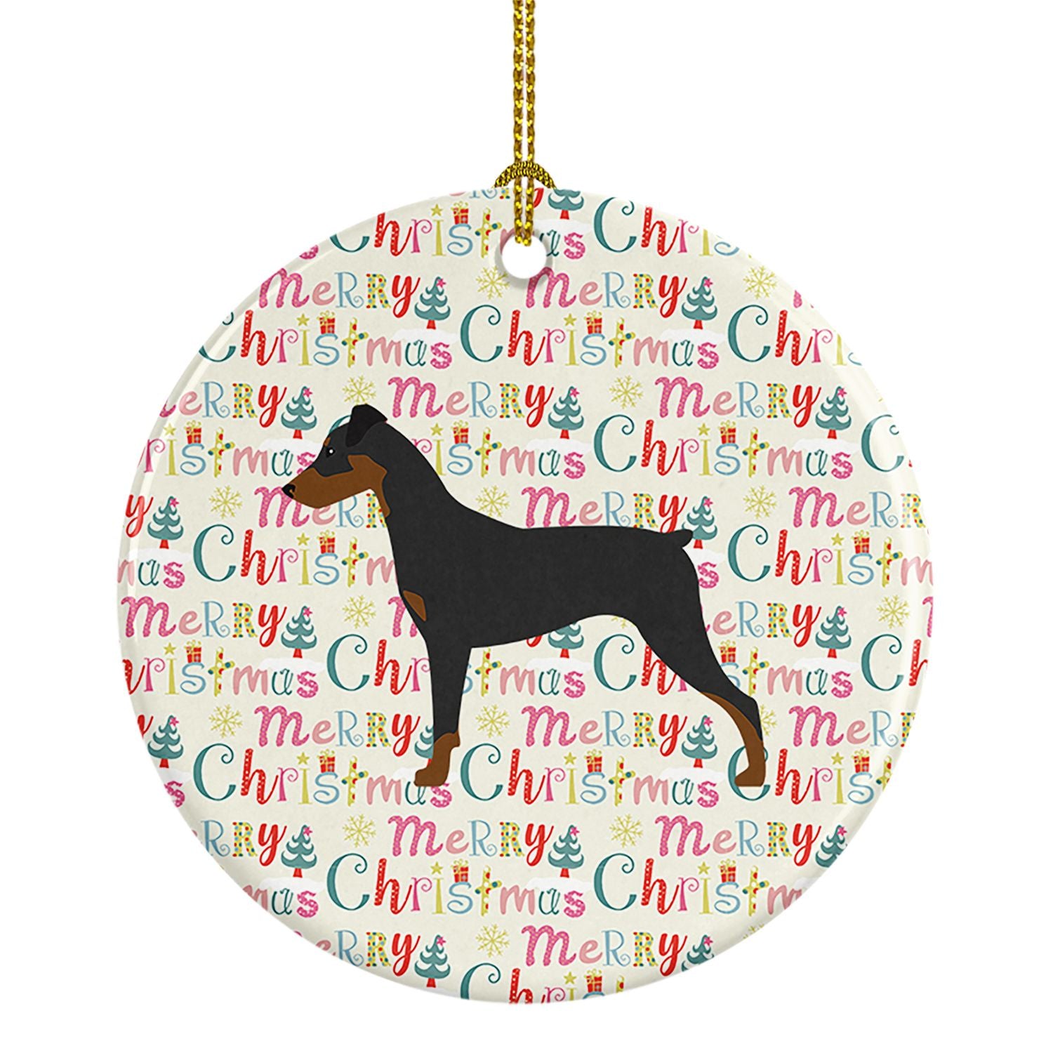 German Pinscher Merry Christmas Ceramic Ornament Christmas Tree Hanging Decorations for Home Christmas Holiday, Party, Gift, 3 i