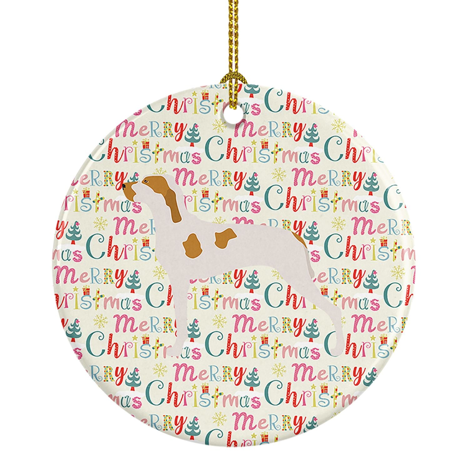 Ariege Pointer Merry Christmas Ceramic Ornament Christmas Tree Hanging Decorations for Home Christmas Holiday, Party, Gift, 3 in