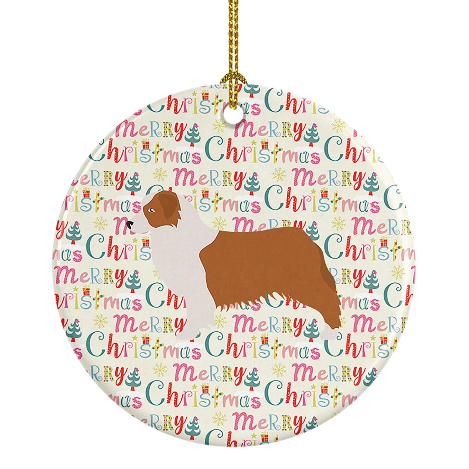 Australian Shepherd Dog Merry Christmas Ceramic Ornament Christmas Tree Hanging Decorations for Home Christmas Holiday, Party, G