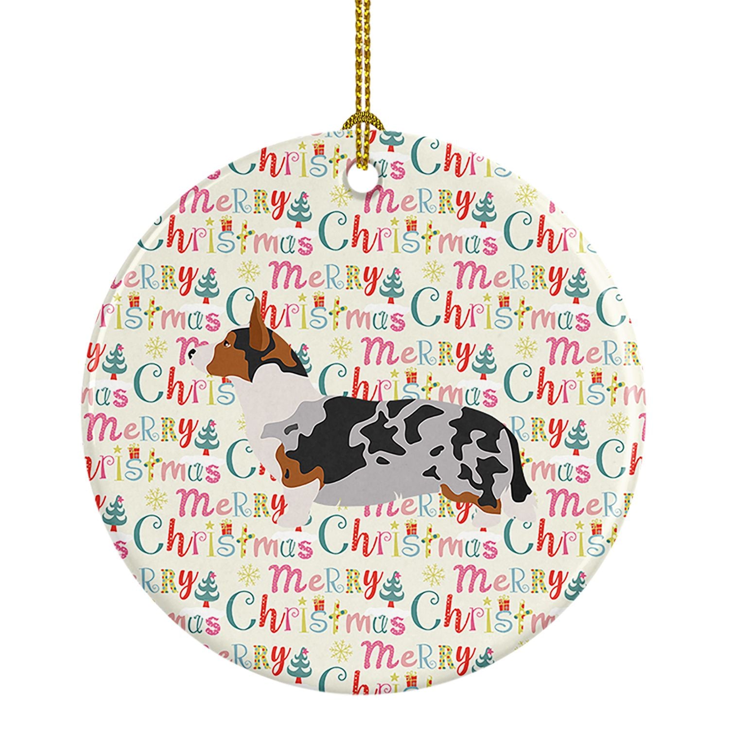 Welsh Corgi Cardigan Merry Christmas Ceramic Ornament Christmas Tree Hanging Decorations for Home Christmas Holiday, Party, Gift