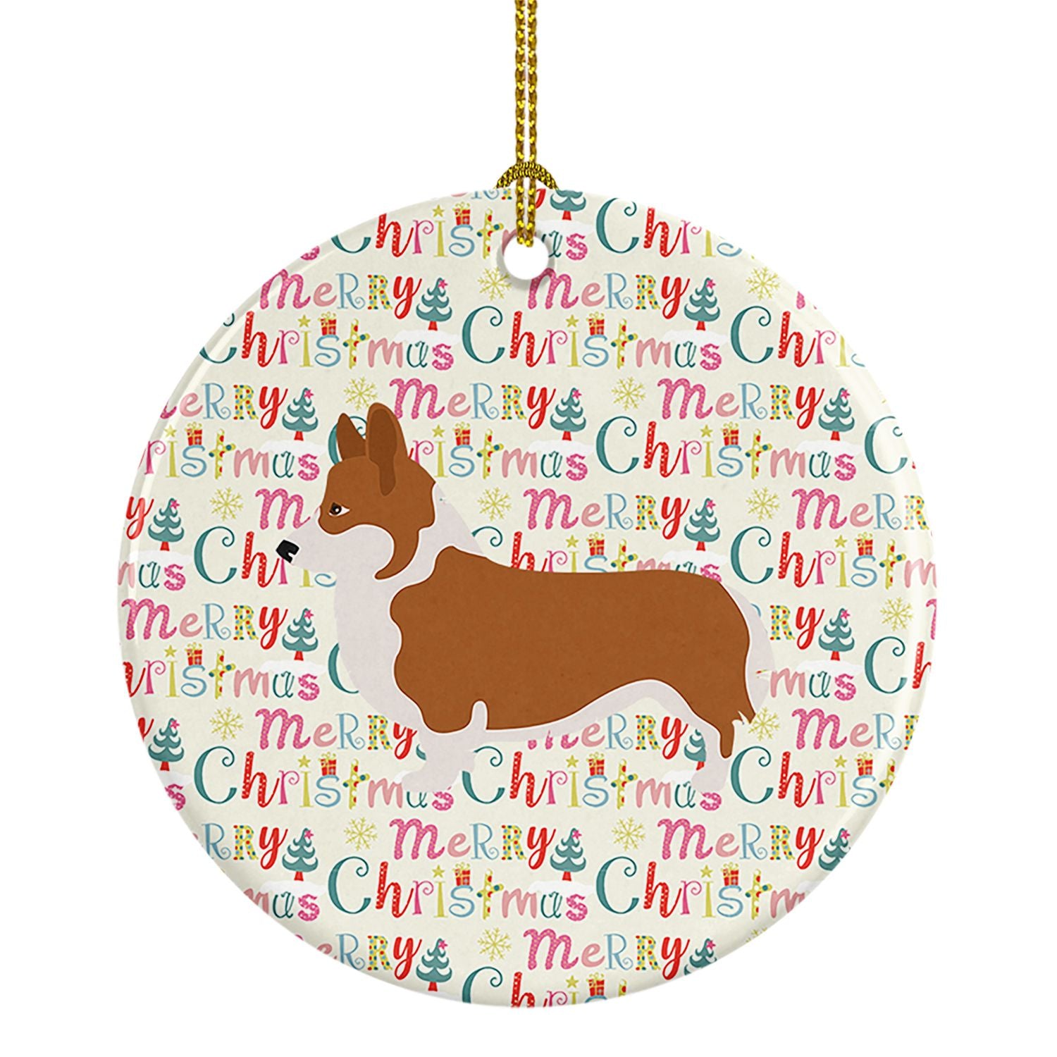 Pembroke Welsh Corgi Merry Christmas Ceramic Ornament Christmas Tree Hanging Decorations for Home Christmas Holiday, Party, Gift