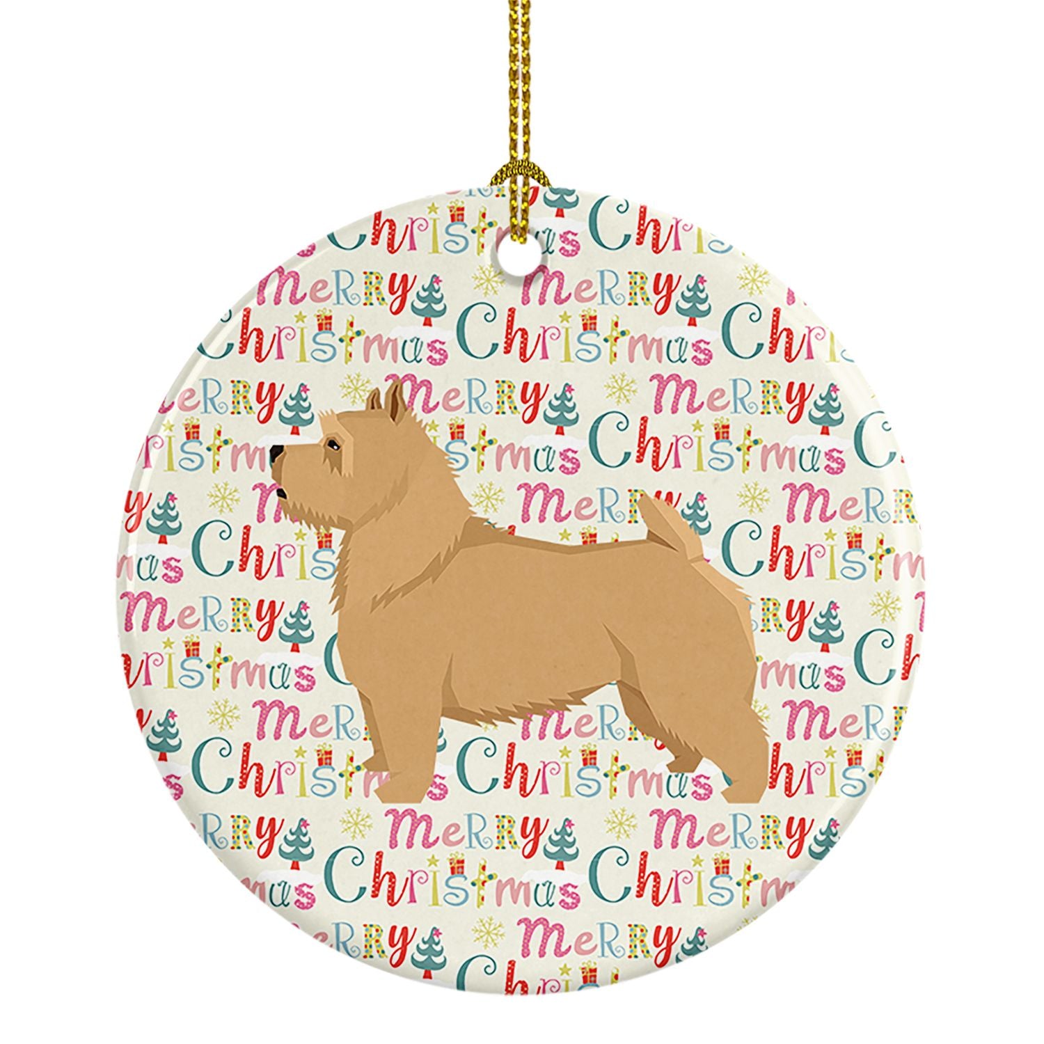 Norwich Terrier Merry Christmas Ceramic Ornament Christmas Tree Hanging Decorations for Home Christmas Holiday, Party, Gift, 3 i