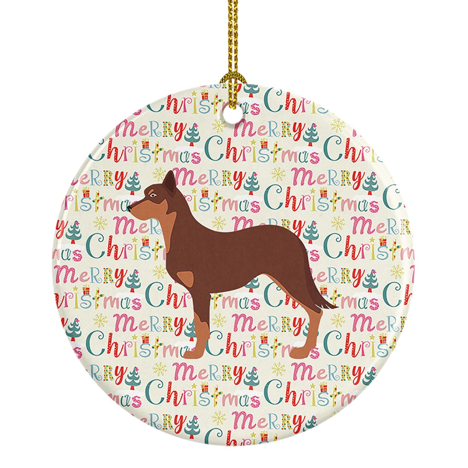 Australian Kelpie Dog Merry Christmas Ceramic Ornament Christmas Tree Hanging Decorations for Home Christmas Holiday, Party, Gif