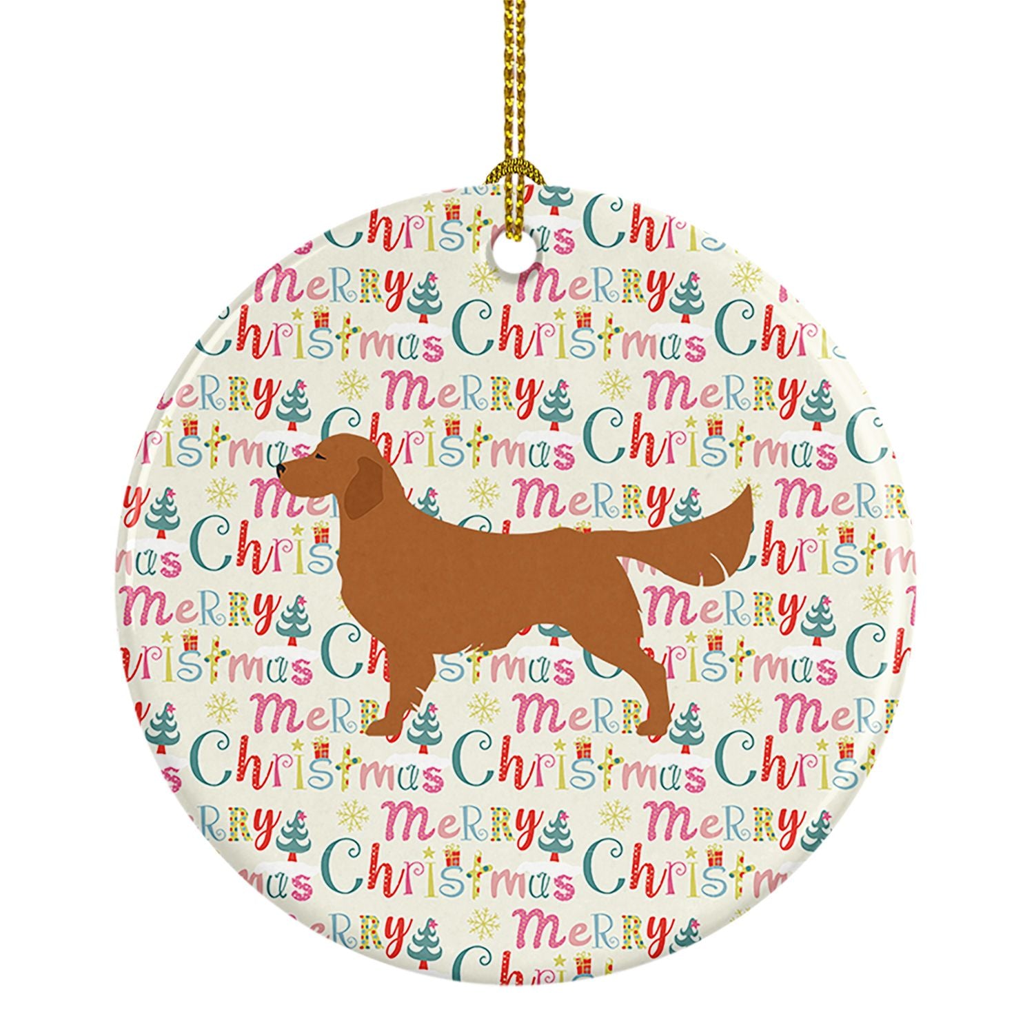 Golden Retriever Merry Christmas Ceramic Ornament Christmas Tree Hanging Decorations for Home Christmas Holiday, Party, Gift, 3 