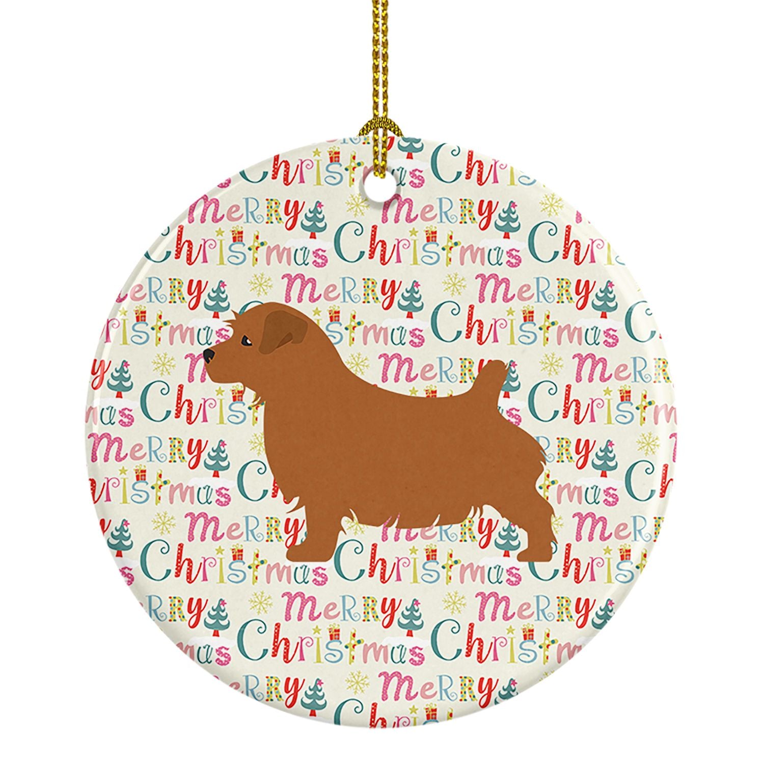 Norfolk Terrier Merry Christmas Ceramic Ornament Christmas Tree Hanging Decorations for Home Christmas Holiday, Party, Gift, 3 i