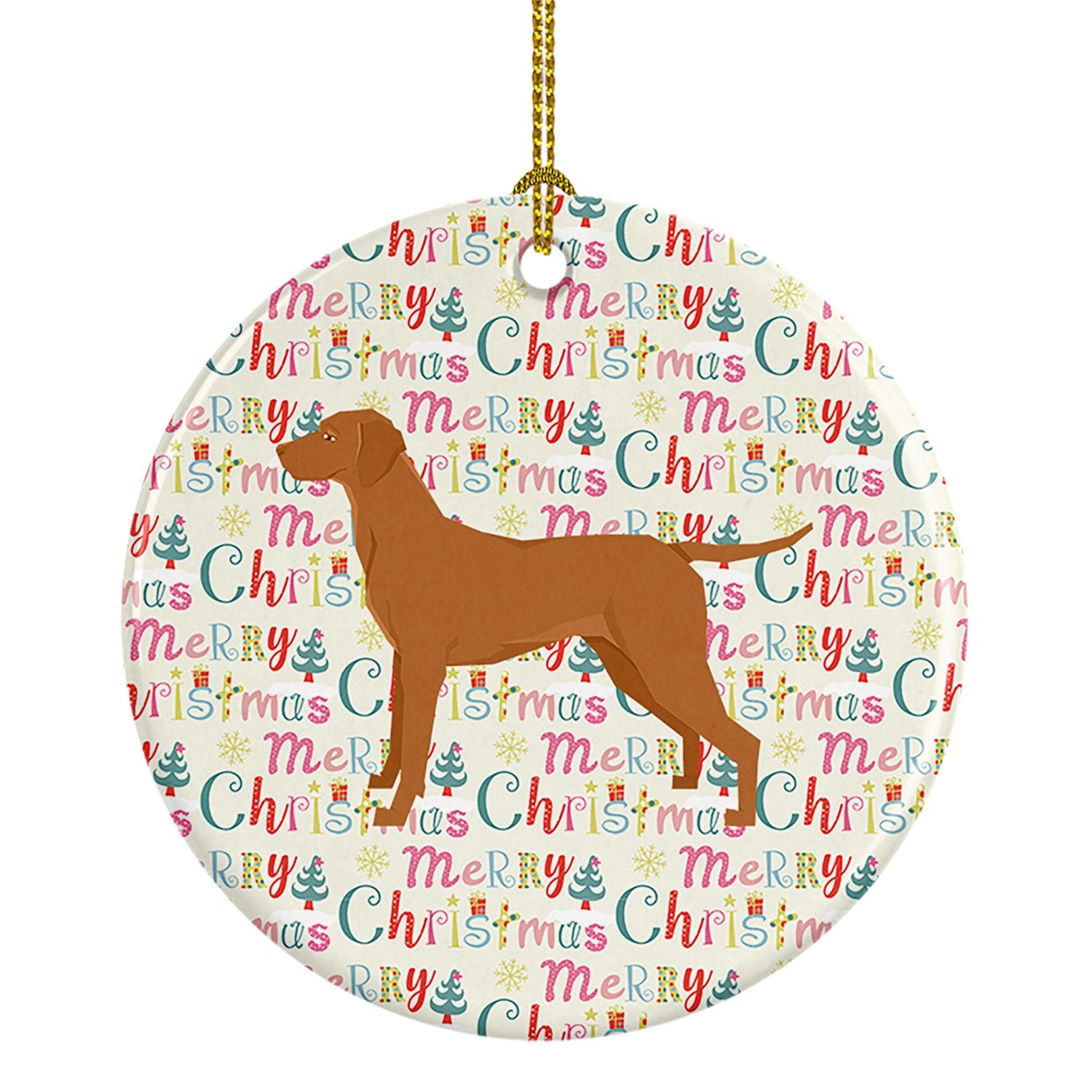 Vizsla Merry Christmas Ceramic Ornament Christmas Tree Hanging Decorations for Home Christmas Holiday, Party, Gift, 3 in, Multic
