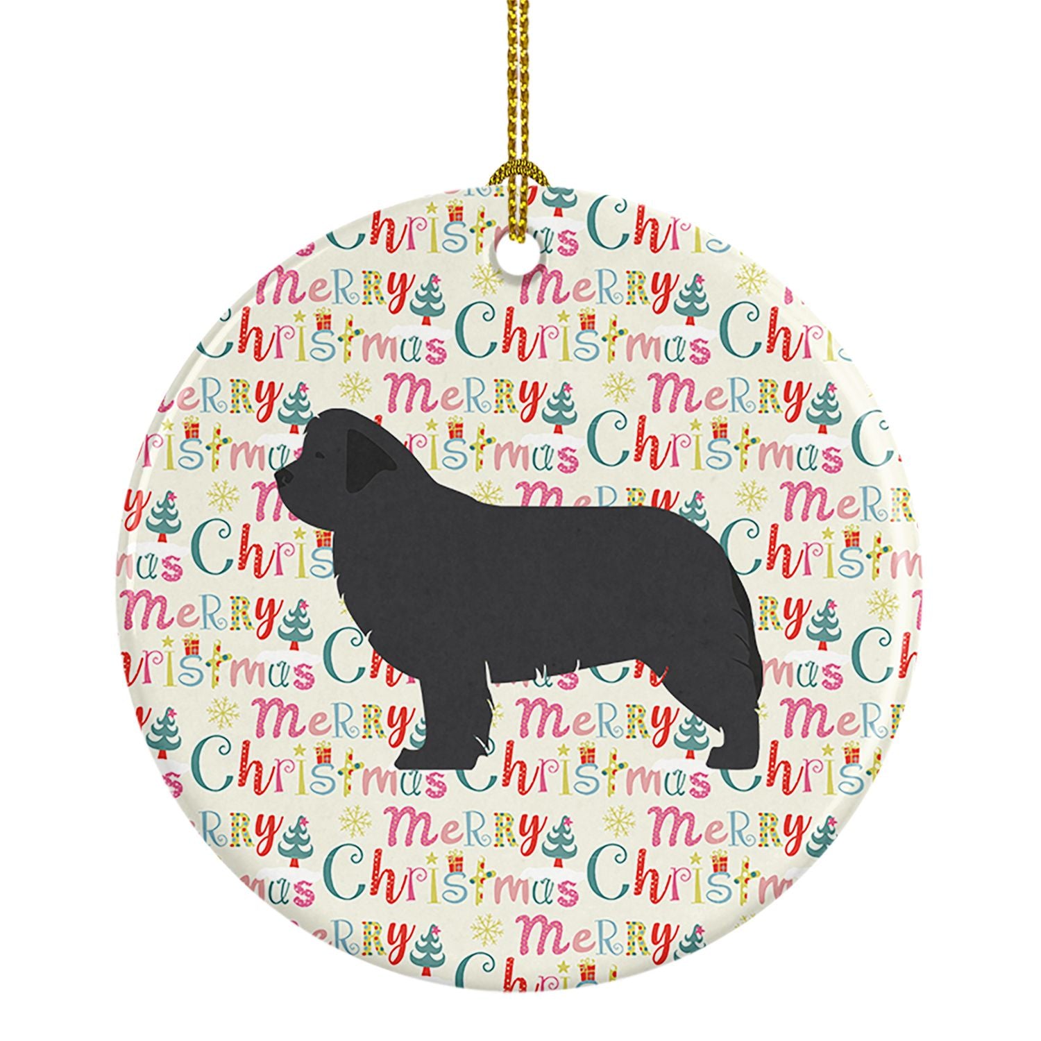 Newfoundland Merry Christmas Ceramic Ornament Christmas Tree Hanging Decorations for Home Christmas Holiday, Party, Gift, 3 in, 