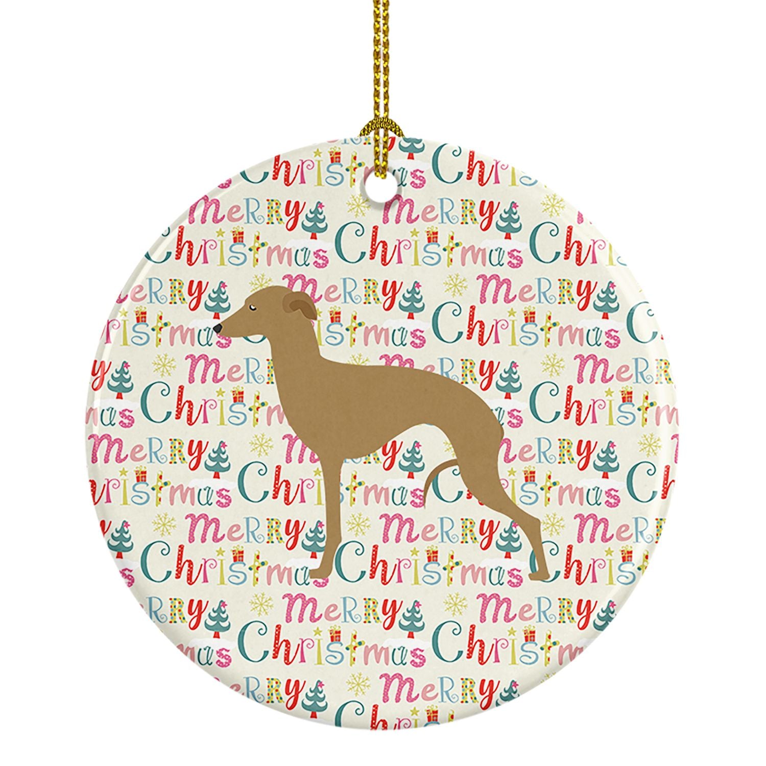 Italian Greyhound Merry Christmas Ceramic Ornament Christmas Tree Hanging Decorations for Home Christmas Holiday, Party, Gift, 3
