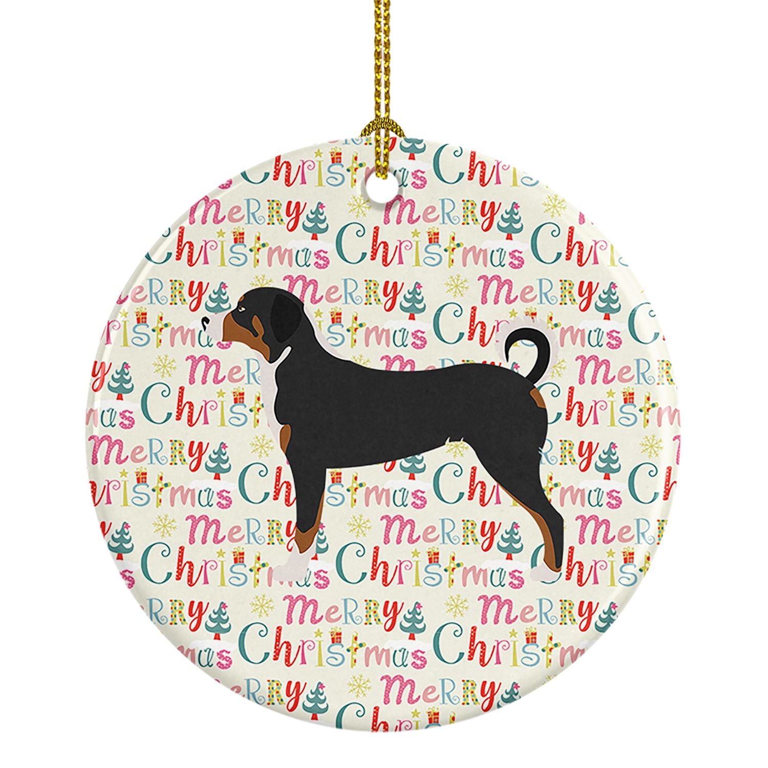 Appenzeller Sennenhund Merry Christmas Ceramic Ornament Christmas Tree Hanging Decorations for Home Christmas Holiday, Party, Gi