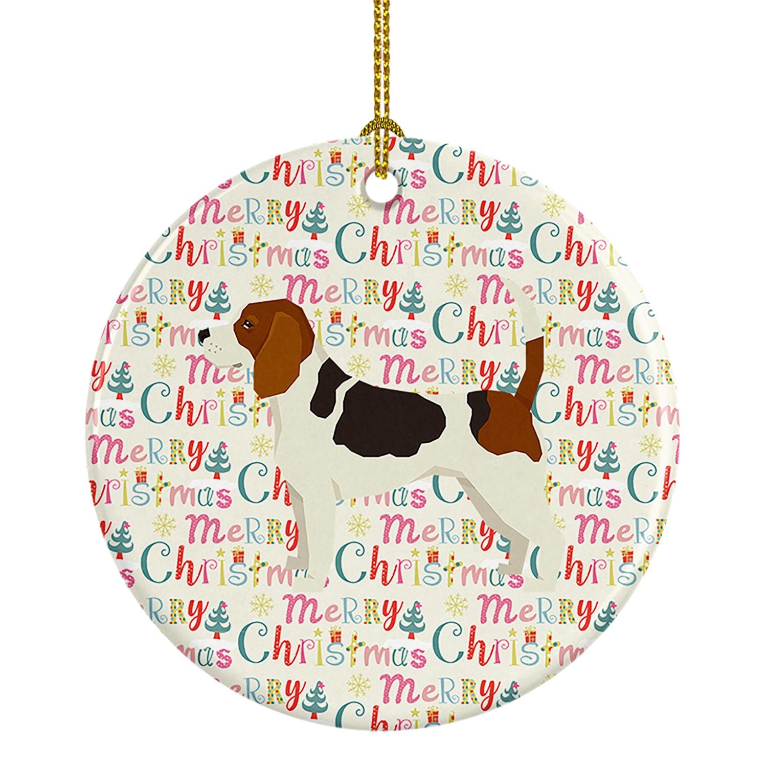 Beagle Merry Christmas Ceramic Ornament Christmas Tree Hanging Decorations for Home Christmas Holiday, Party, Gift, 3 in, Multic