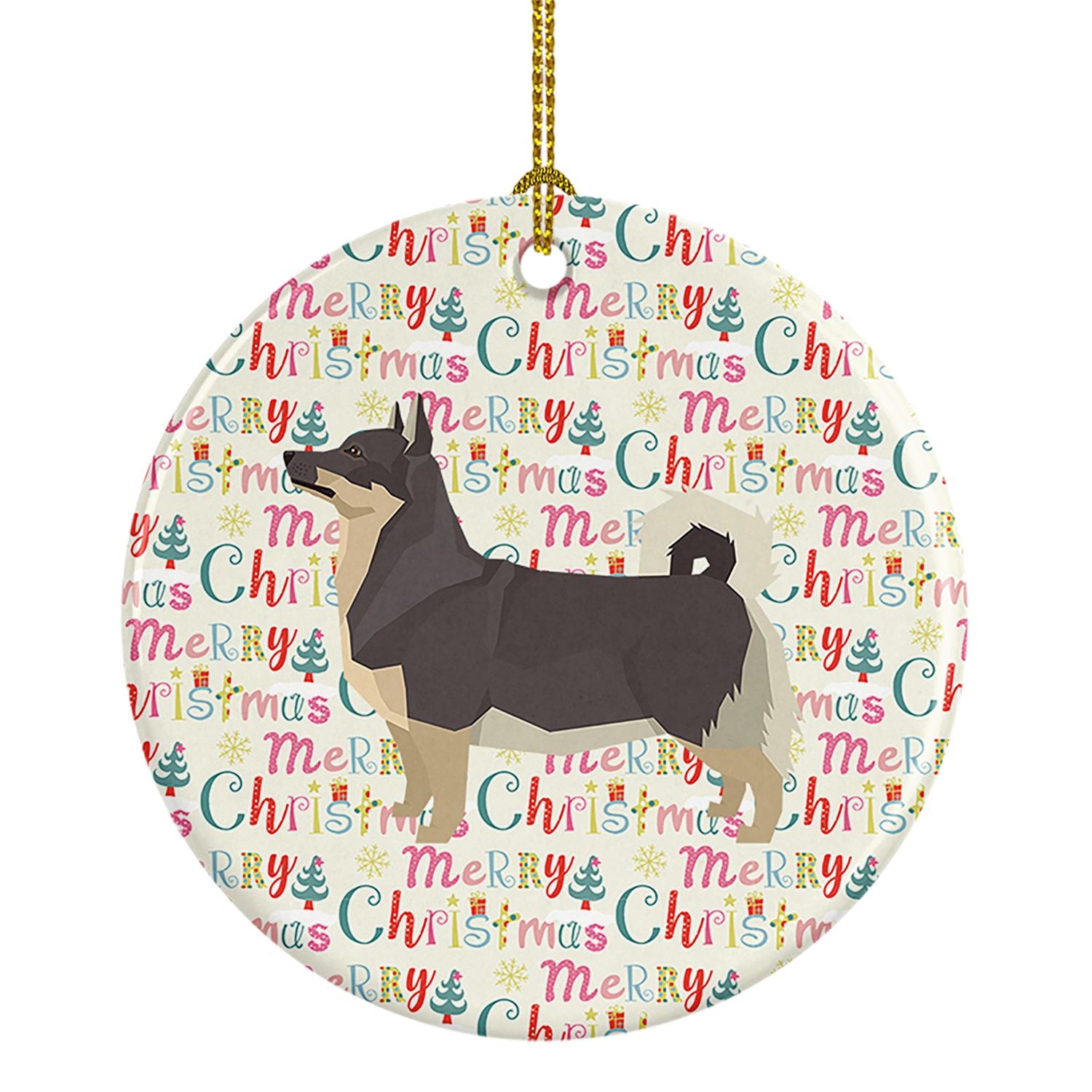 Swedish Vallhund Merry Christmas Ceramic Ornament Christmas Tree Hanging Decorations for Home Christmas Holiday, Party, Gift, 3 