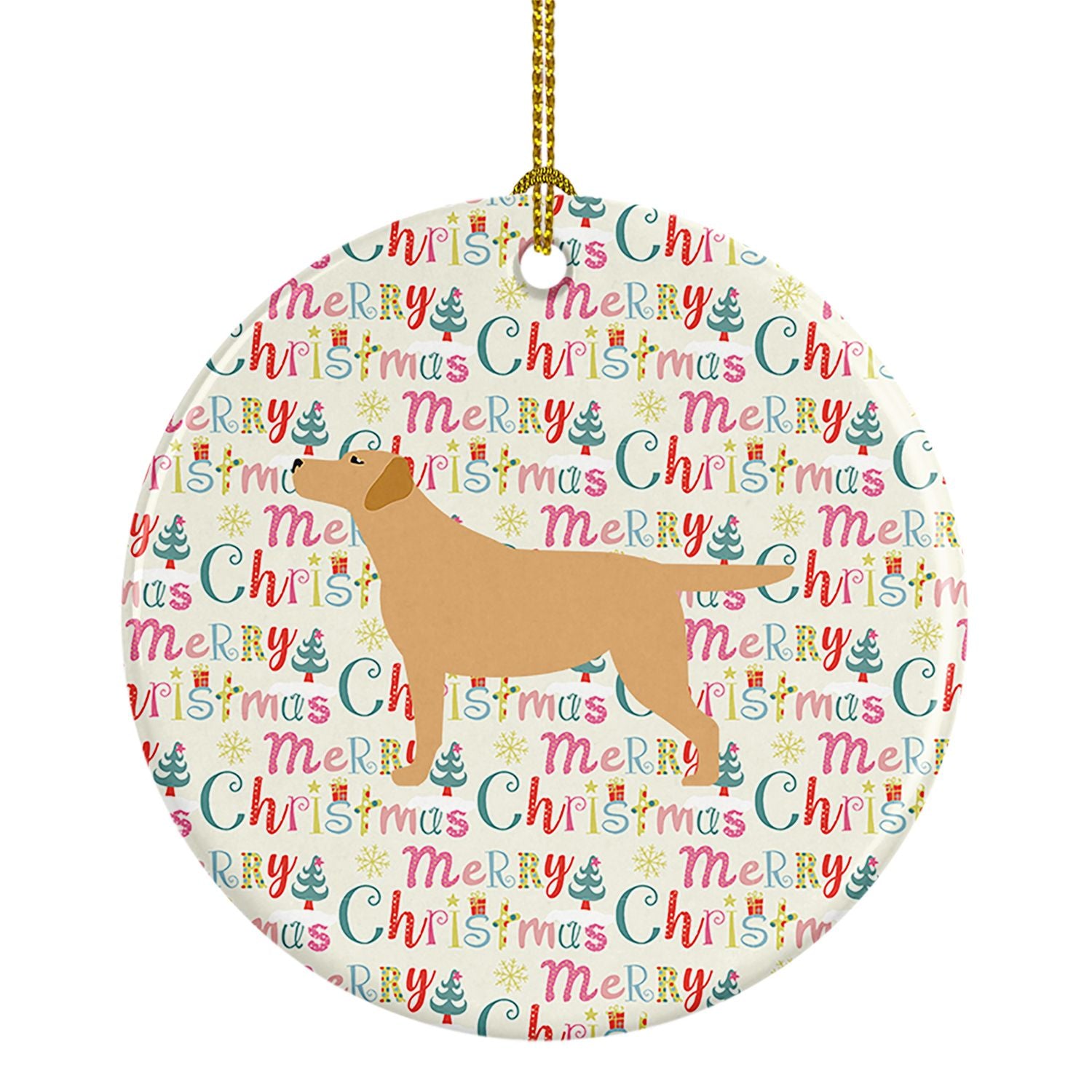 Yellow Labrador Retriever Merry Christmas Ceramic Ornament Christmas Tree Hanging Decorations for Home Christmas Holiday, Party,
