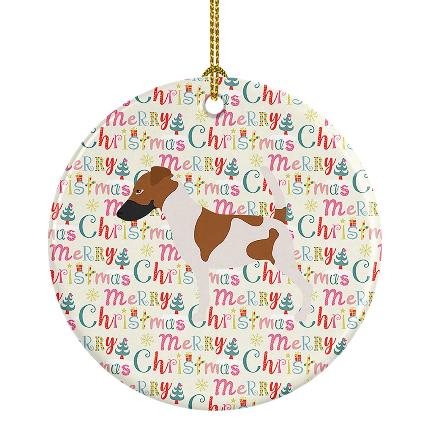 Smooth Fox Terrier Merry Christmas Ceramic Ornament Christmas Tree Hanging Decorations for Home Christmas Holiday, Party, Gift, 