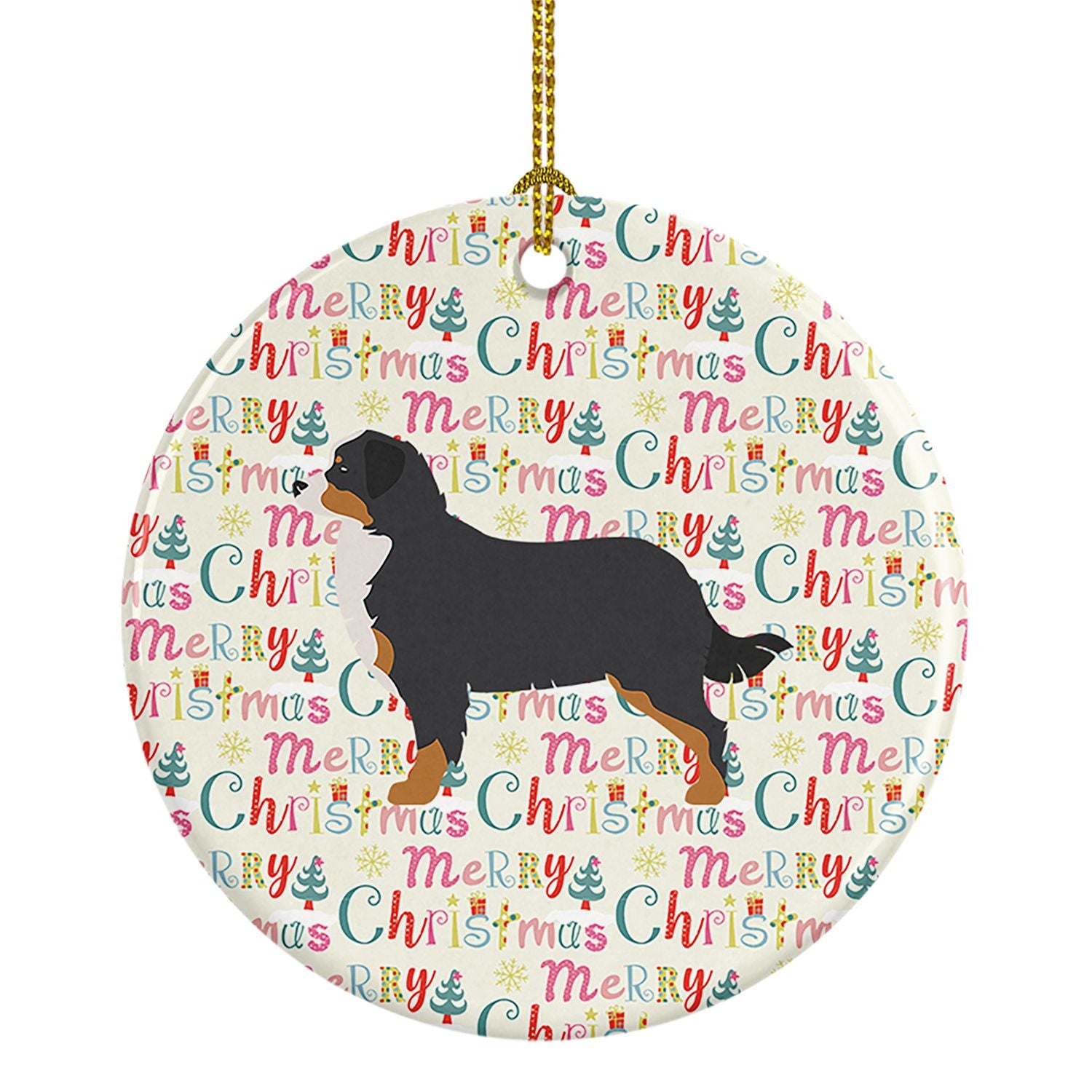 Bernese Mountain Dog Merry Christmas Ceramic Ornament Christmas Tree Hanging Decorations for Home Christmas Holiday, Party, Gift