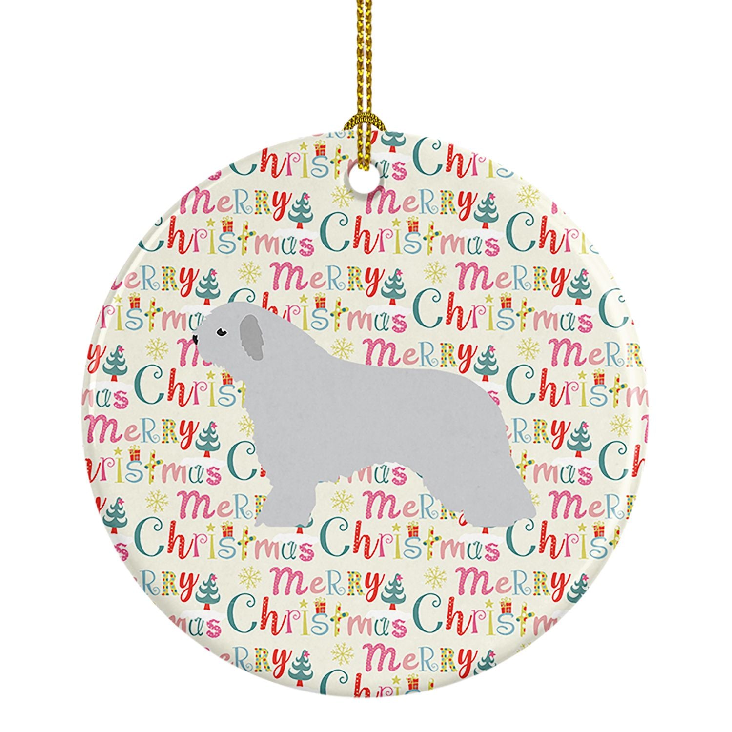 Spanish Water Dog Merry Christmas Ceramic Ornament Christmas Tree Hanging Decorations for Home Christmas Holiday, Party, Gift, 3