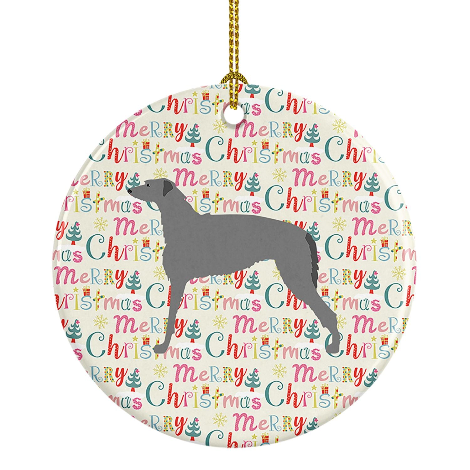 Scottish Deerhound Merry Christmas Ceramic Ornament Christmas Tree Hanging Decorations for Home Christmas Holiday, Party, Gift, 