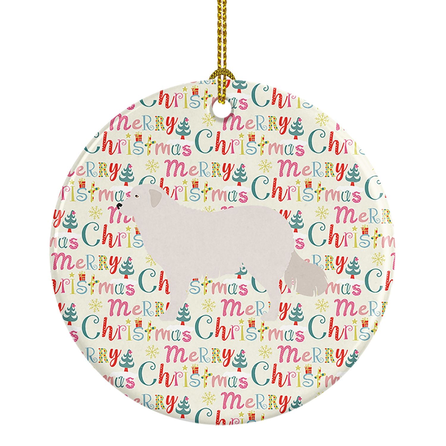 Kuvasz Merry Christmas Ceramic Ornament Christmas Tree Hanging Decorations for Home Christmas Holiday, Party, Gift, 3 in, Multic