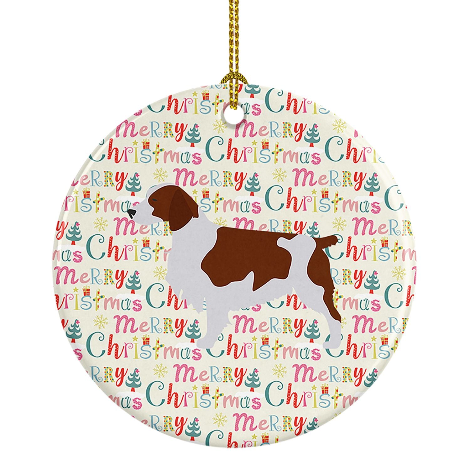 Welsh Springer Spaniel Merry Christmas Ceramic Ornament Christmas Tree Hanging Decorations for Home Christmas Holiday, Party, Gi