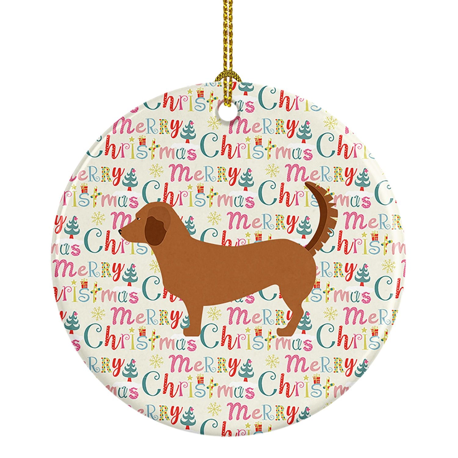 Alpine Dachsbrake Merry Christmas Ceramic Ornament Christmas Tree Hanging Decorations for Home Christmas Holiday, Party, Gift, 3