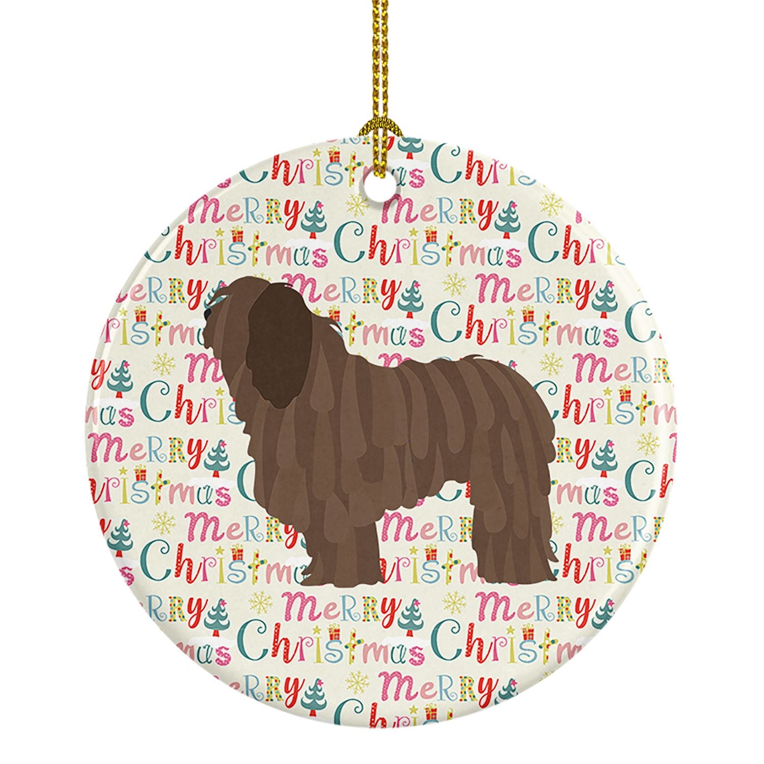 Bergamasco Shepherd Merry Christmas Ceramic Ornament Christmas Tree Hanging Decorations for Home Christmas Holiday, Party, Gift,