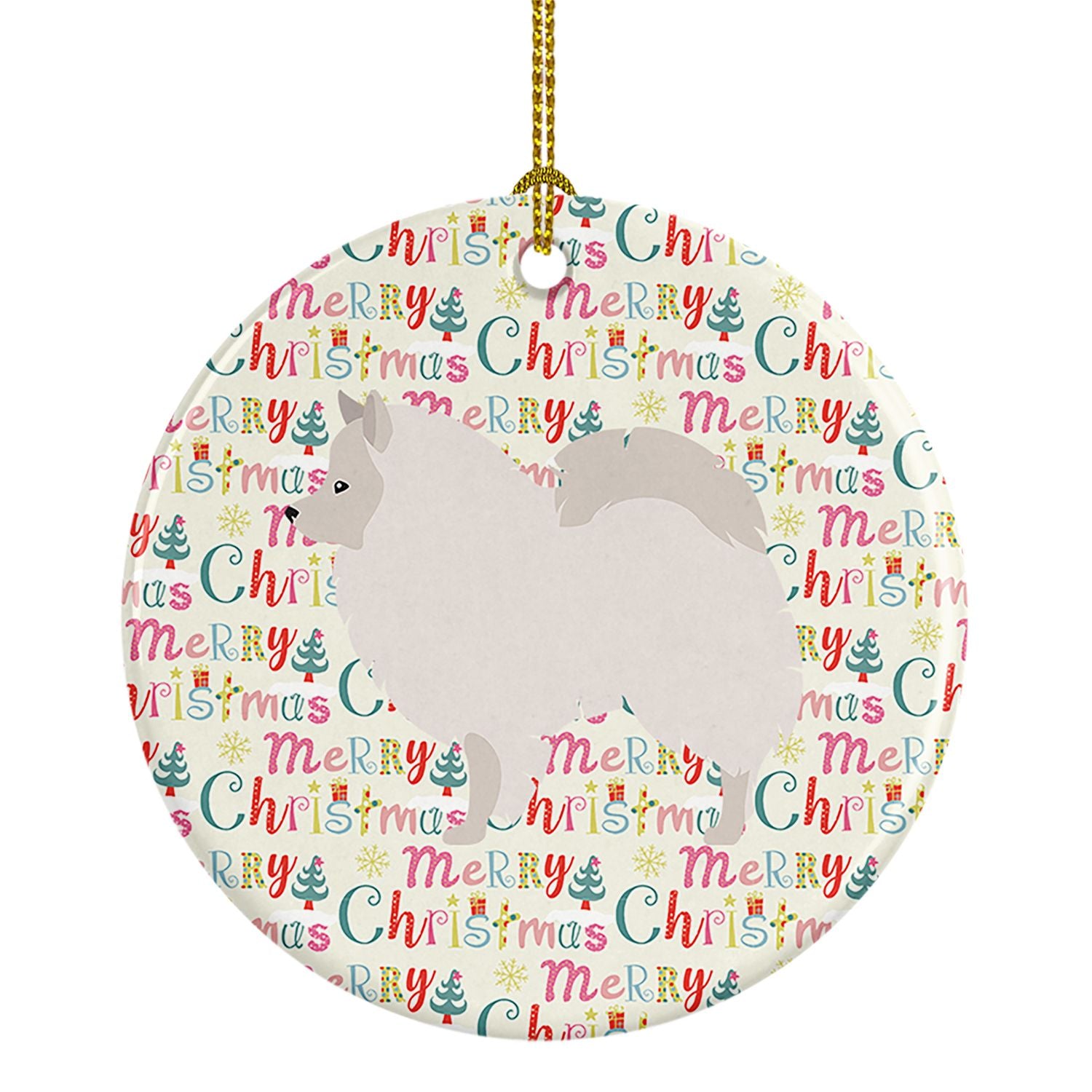 German Spitz Merry Christmas Ceramic Ornament Christmas Tree Hanging Decorations for Home Christmas Holiday, Party, Gift, 3 in, 