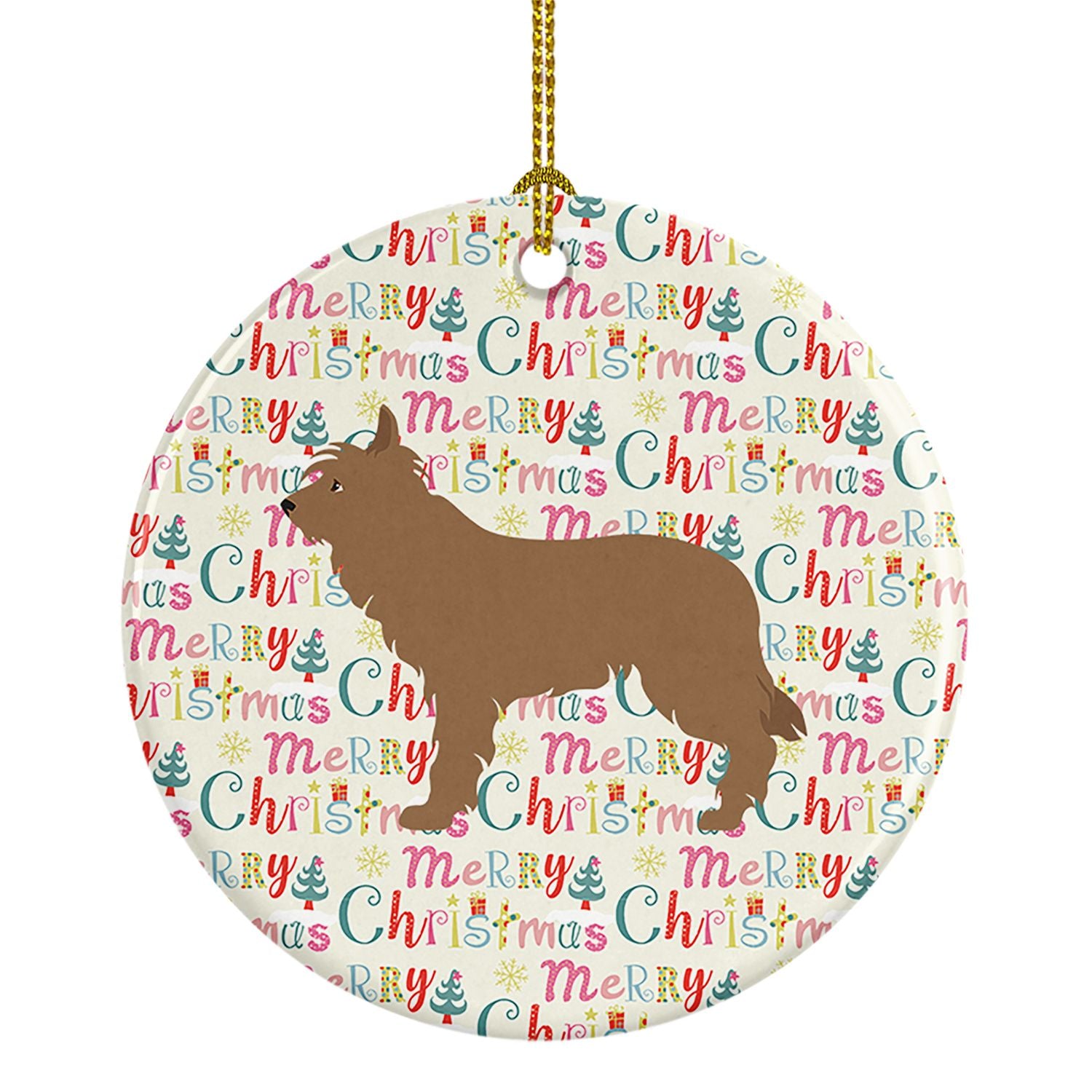 Berger Picard Merry Christmas Ceramic Ornament Christmas Tree Hanging Decorations for Home Christmas Holiday, Party, Gift, 3 in,