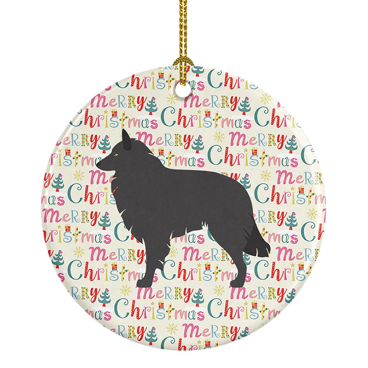 Groenendael Belgian Shepherd Ceramic Ornament Christmas Tree Hanging Decorations for Home Christmas Holiday, Party, Gift, 3 in, 