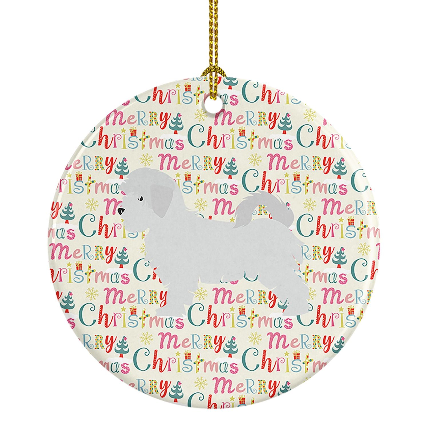 Maltese Merry Christmas Ceramic Ornament Christmas Tree Hanging Decorations for Home Christmas Holiday, Party, Gift, 3 in, Multi