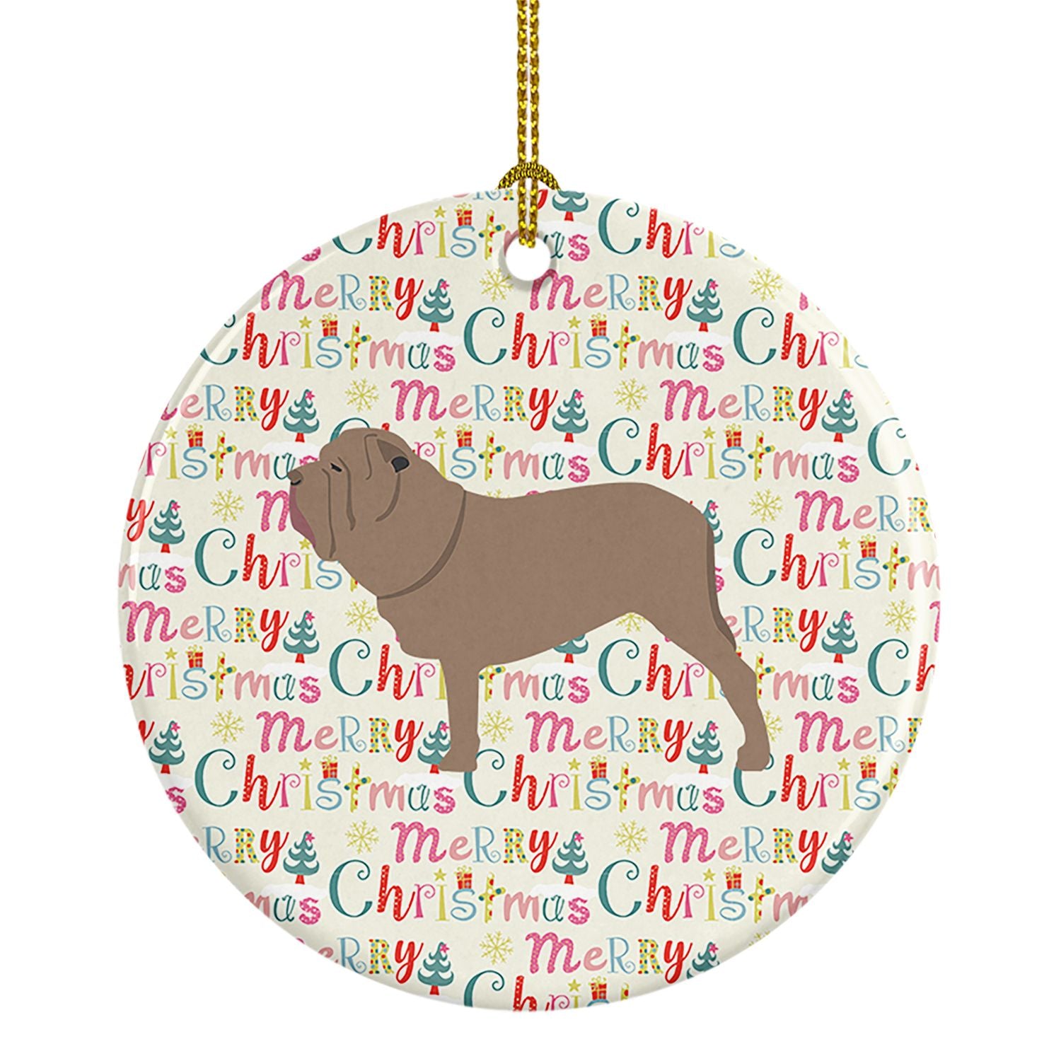 Neapolitan Mastiff Merry Christmas Ceramic Ornament Christmas Tree Hanging Decorations for Home Christmas Holiday, Party, Gift, 