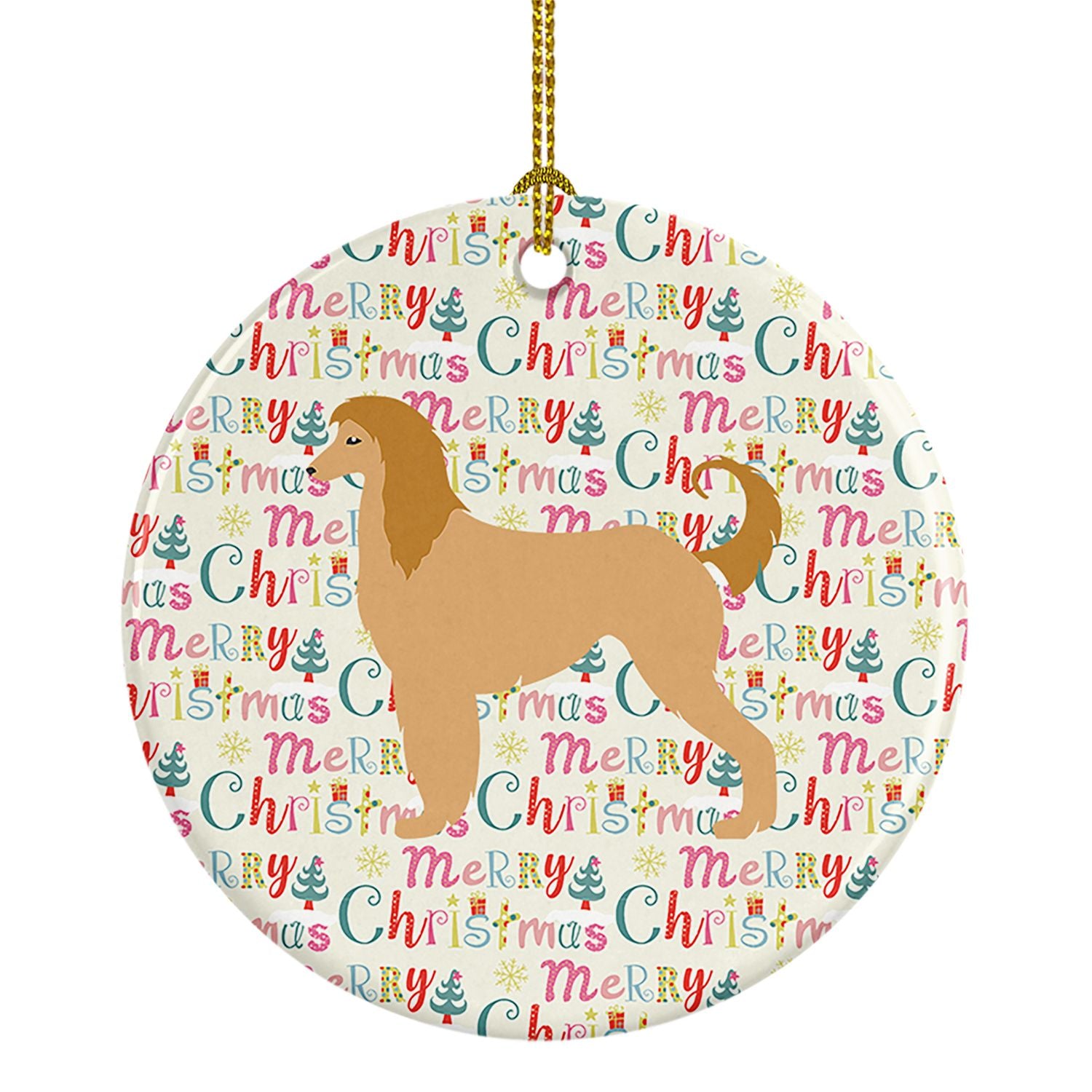 Afghan Hound Merry Christmas Ceramic Ornament Christmas Tree Hanging Decorations for Home Christmas Holiday, Party, Gift, 3 in, 