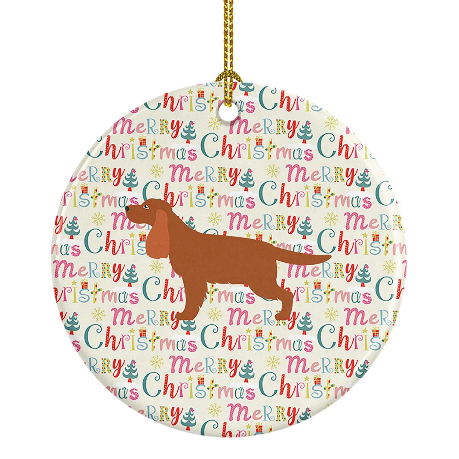 English Cocker Spaniel Merry Christmas Ceramic Ornament Christmas Tree Hanging Decorations for Home Christmas Holiday, Party, Gi