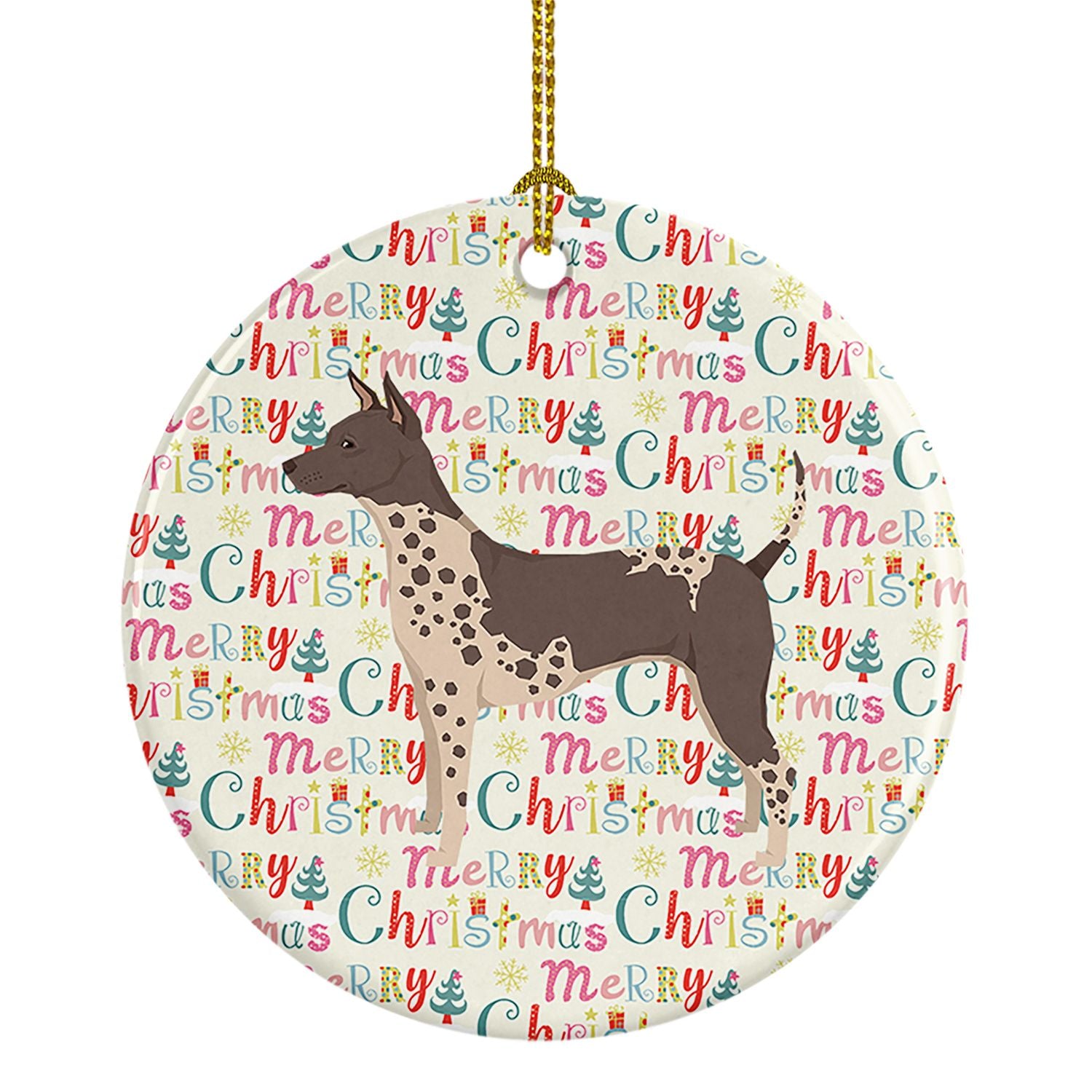 American Hairless Terrier Merry Christmas Ceramic Ornament Christmas Tree Hanging Decorations for Home Christmas Holiday, Party,