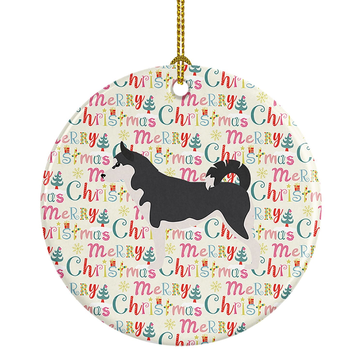 Siberian Husky Merry Christmas Ceramic Ornament Christmas Tree Hanging Decorations for Home Christmas Holiday, Party, Gift, 3 in