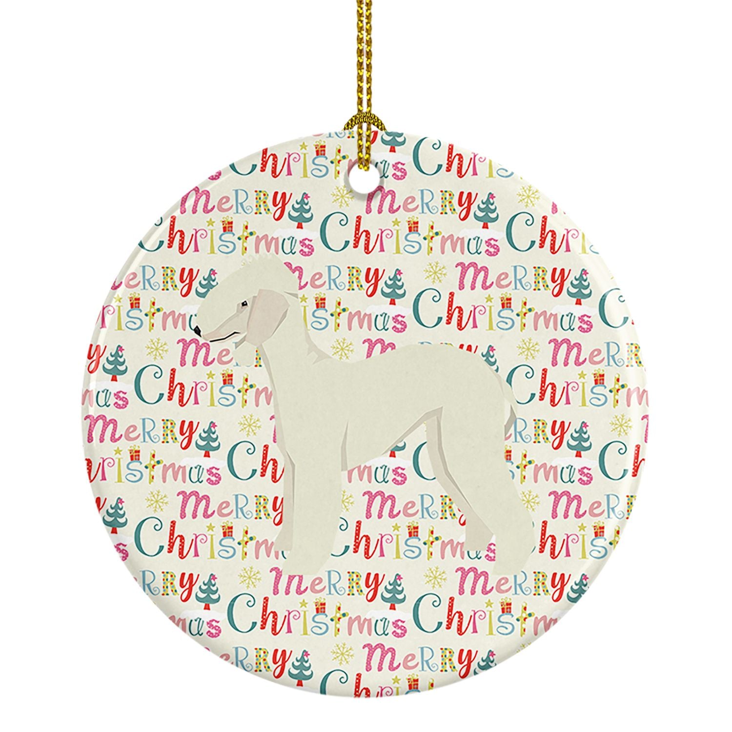 Bedlington Terrier Merry Christmas Ceramic Ornament Christmas Tree Hanging Decorations for Home Christmas Holiday, Party, Gift, 