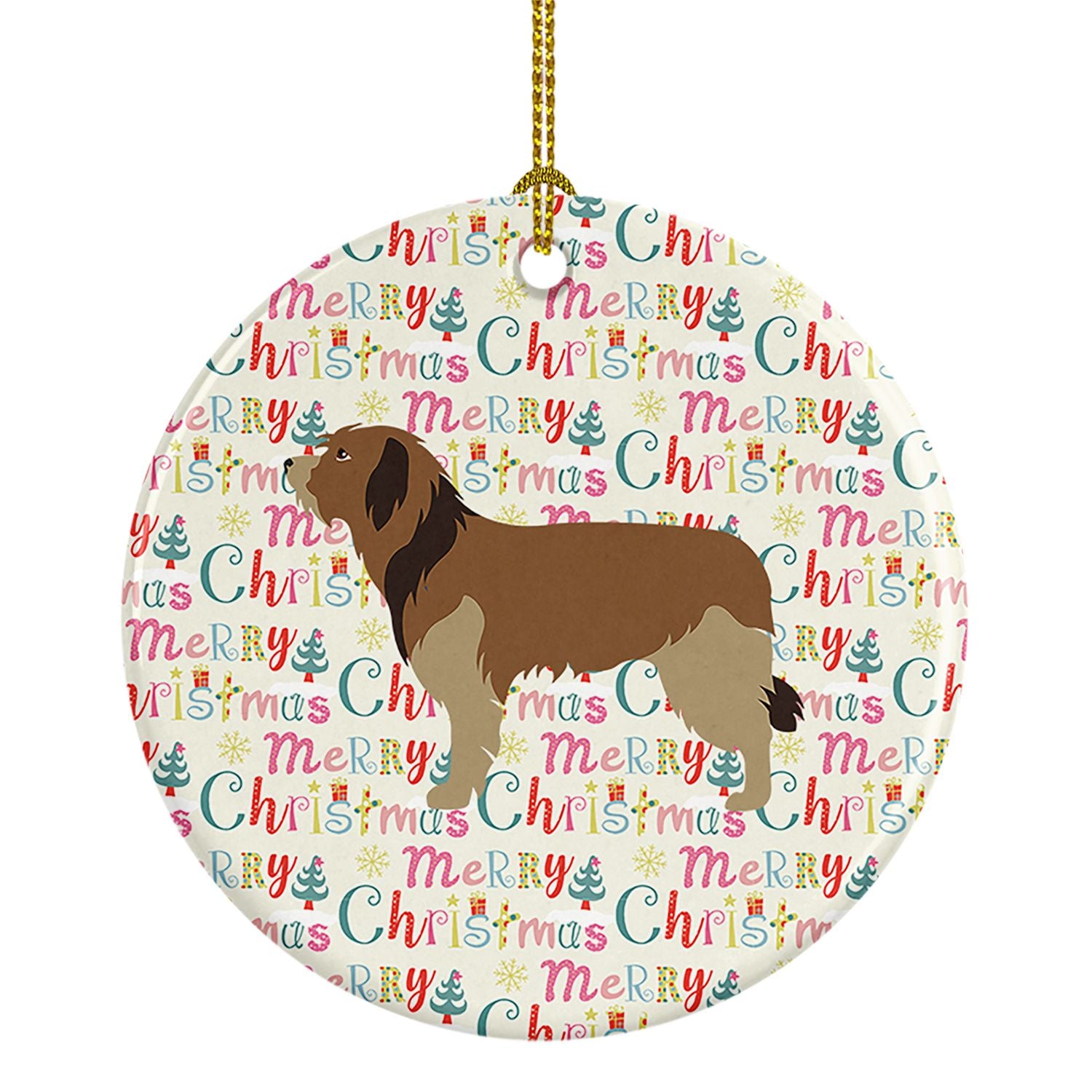 Catalan Sheepdog Merry Christmas Ceramic Ornament Christmas Tree Hanging Decorations for Home Christmas Holiday, Party, Gift, 3 