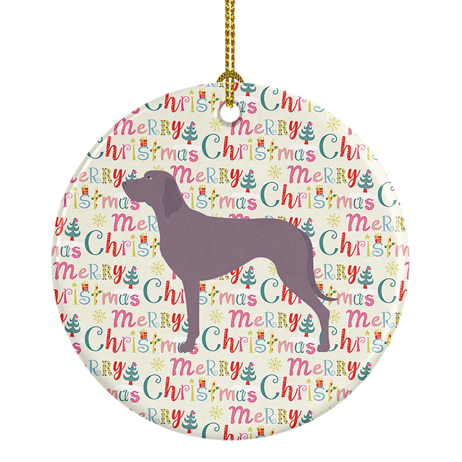 Weimaraner Merry Christmas Ceramic Ornament Christmas Tree Hanging Decorations for Home Christmas Holiday, Party, Gift, 3 in, Mu