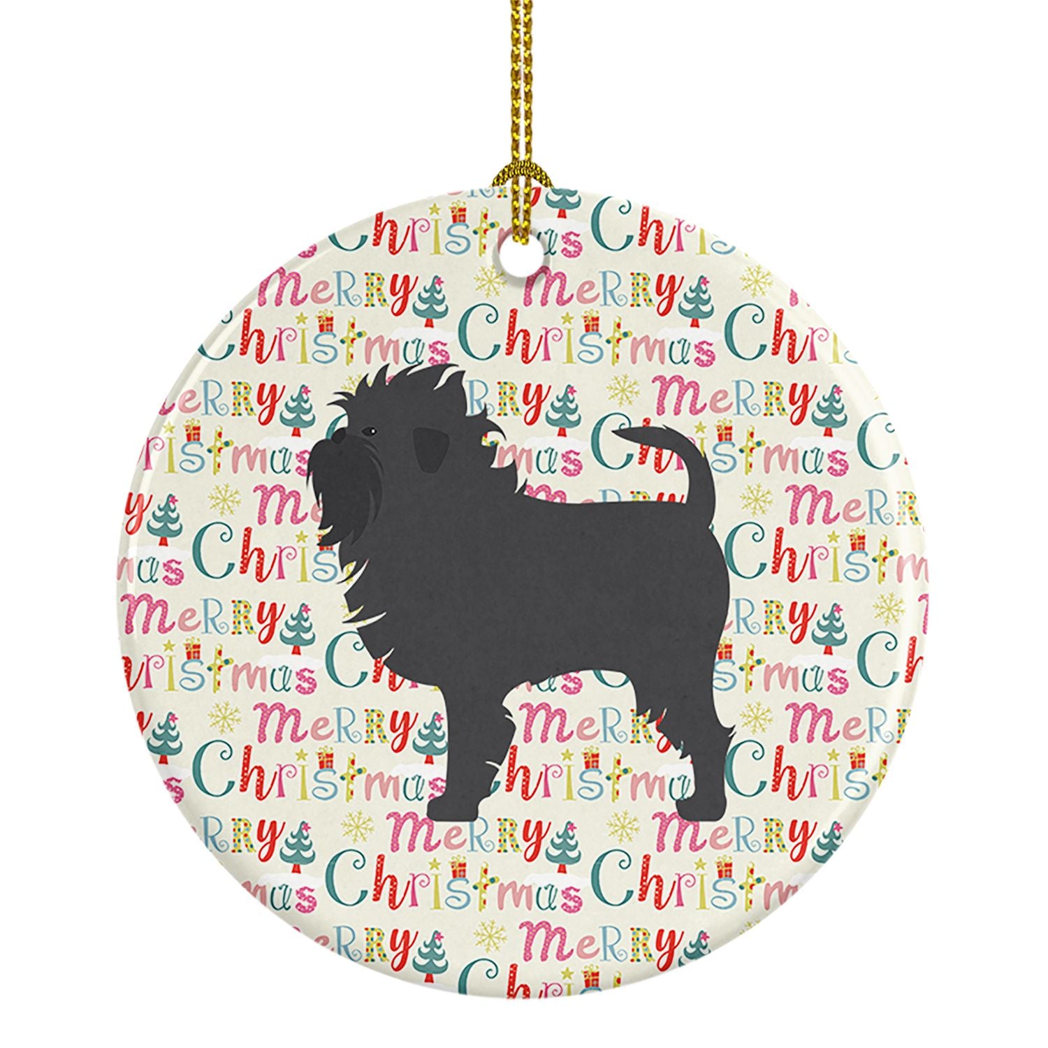 Affenpinscher Merry Christmas Ceramic Ornament Christmas Tree Hanging Decorations for Home Christmas Holiday, Party, Gift, 3 in,